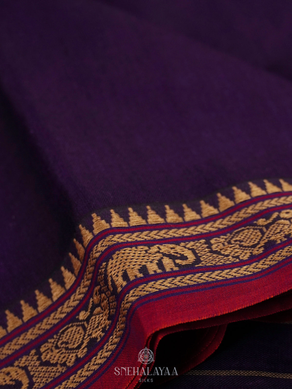 Navy Blue Narayanpet Cotton Saree without Blouse