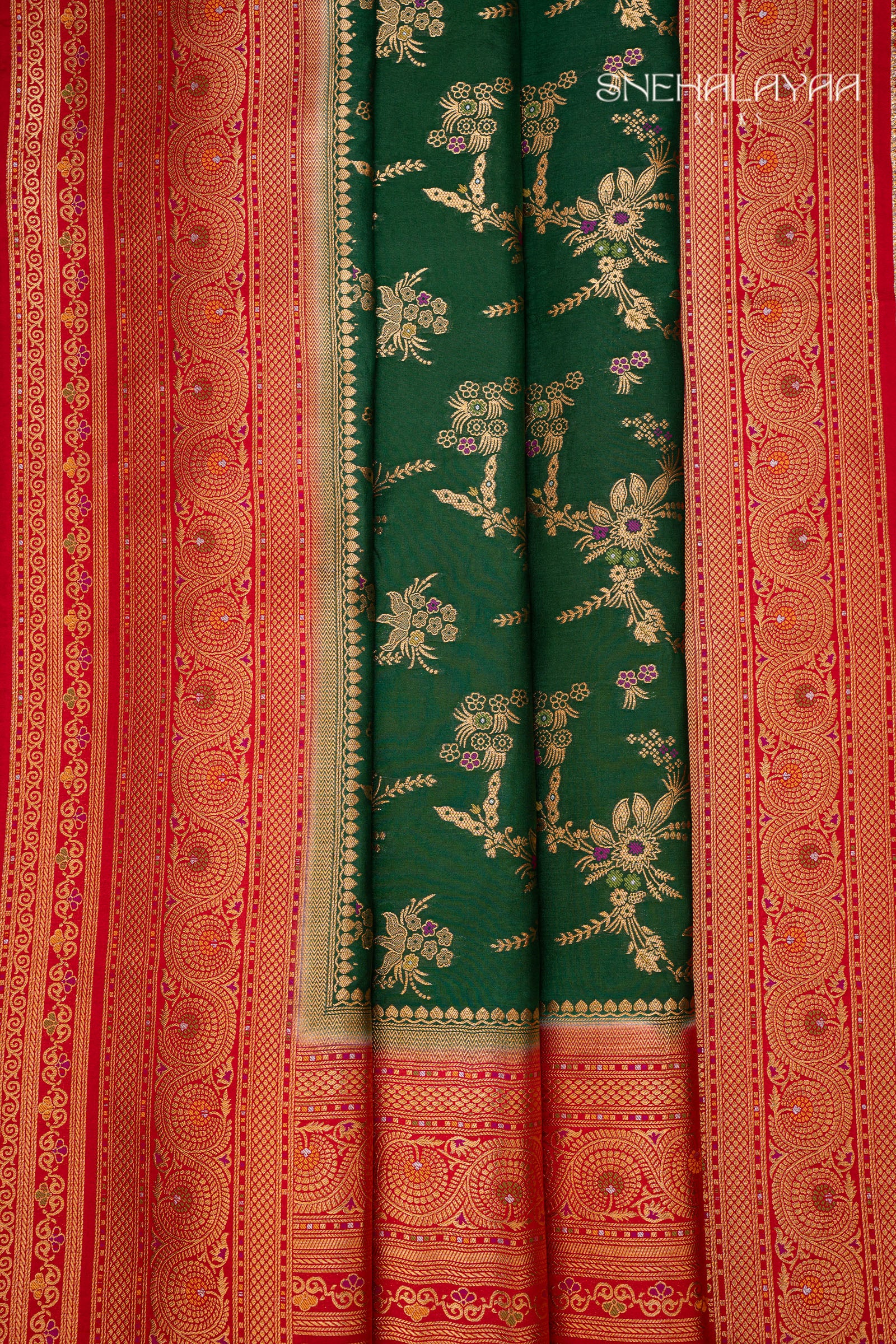 Pine Green Dola Silk Saree