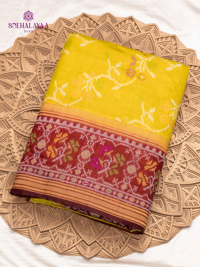 Yellow Ikat Silk Saree