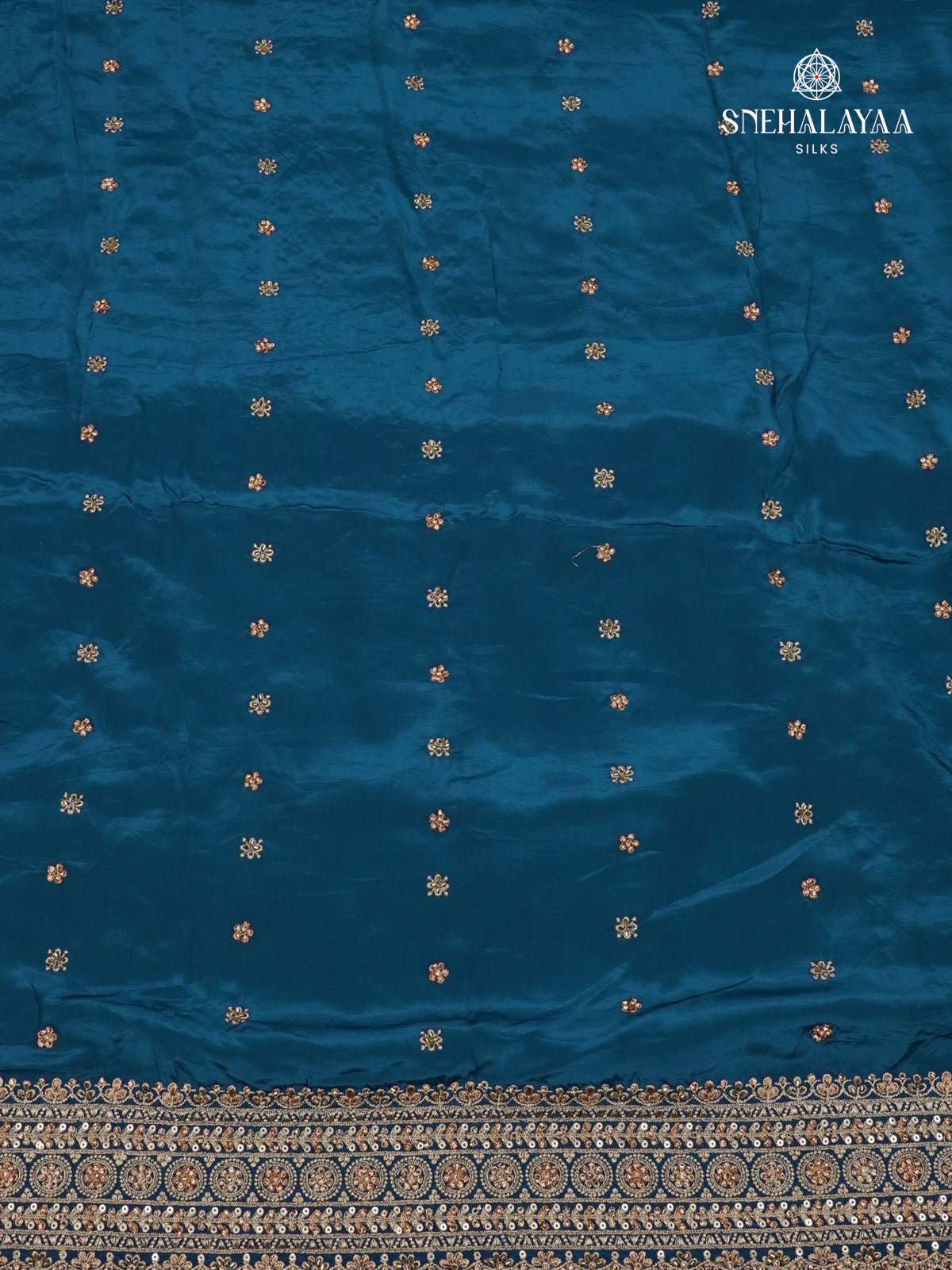 Peacock Blue Designer Saree