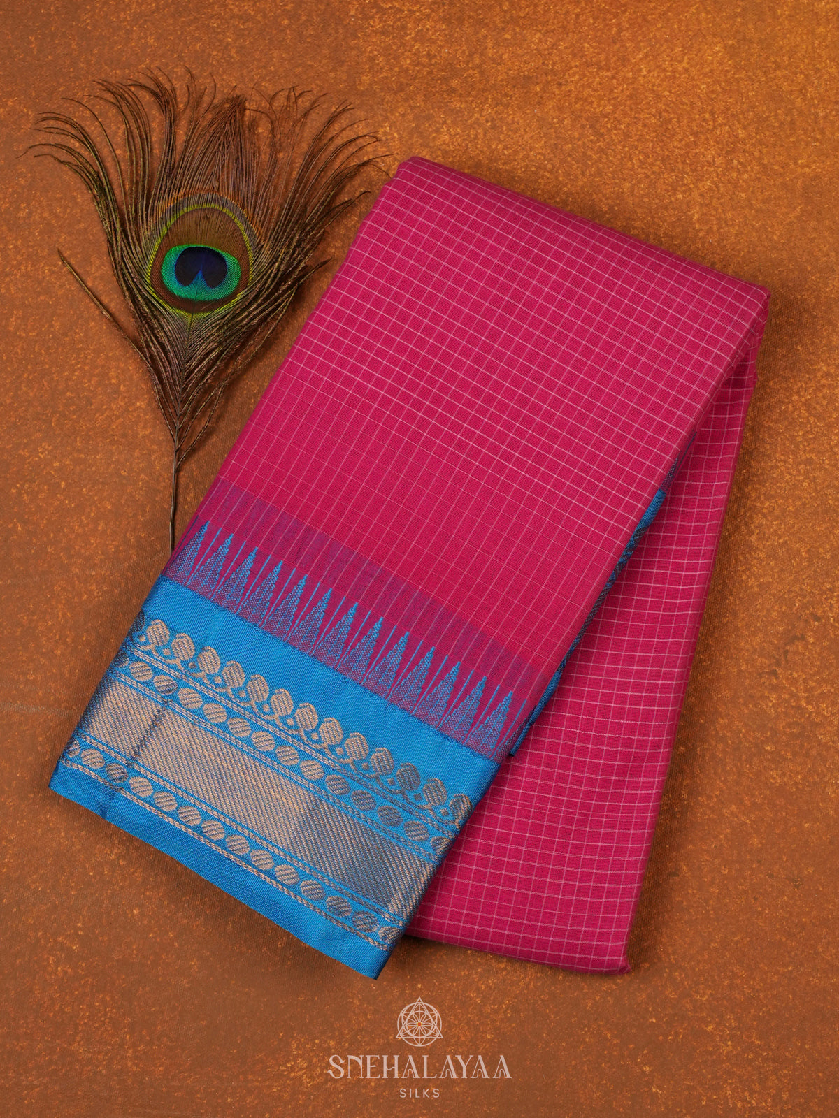 Pink Gadwal Cotton Saree Without Blouse