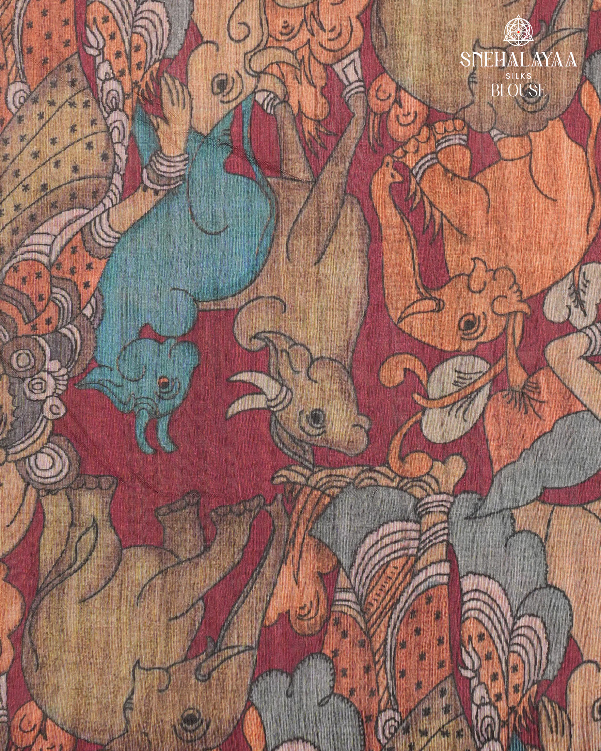 Pastel Pink Kalamkari Tussar Saree