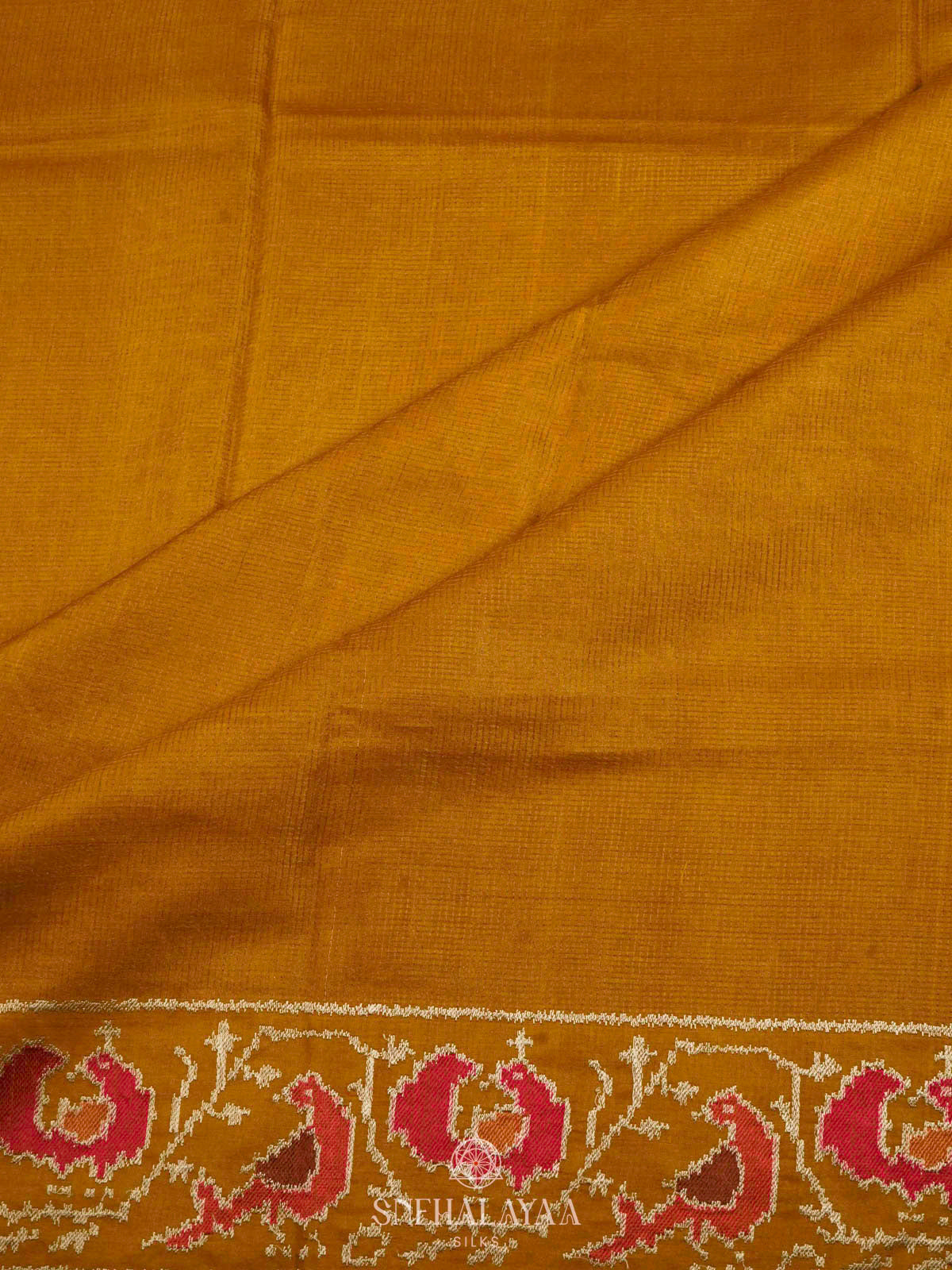 Mango Yellow Tussar Embroidery Saree