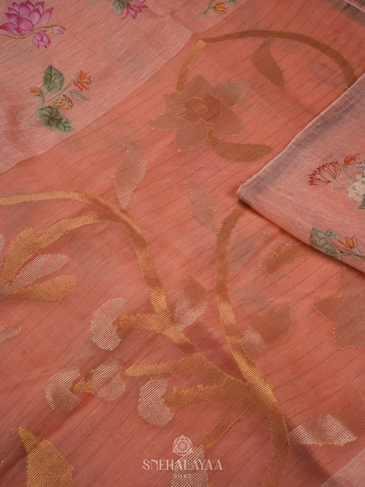 Pink Linen Kora Silk Saree