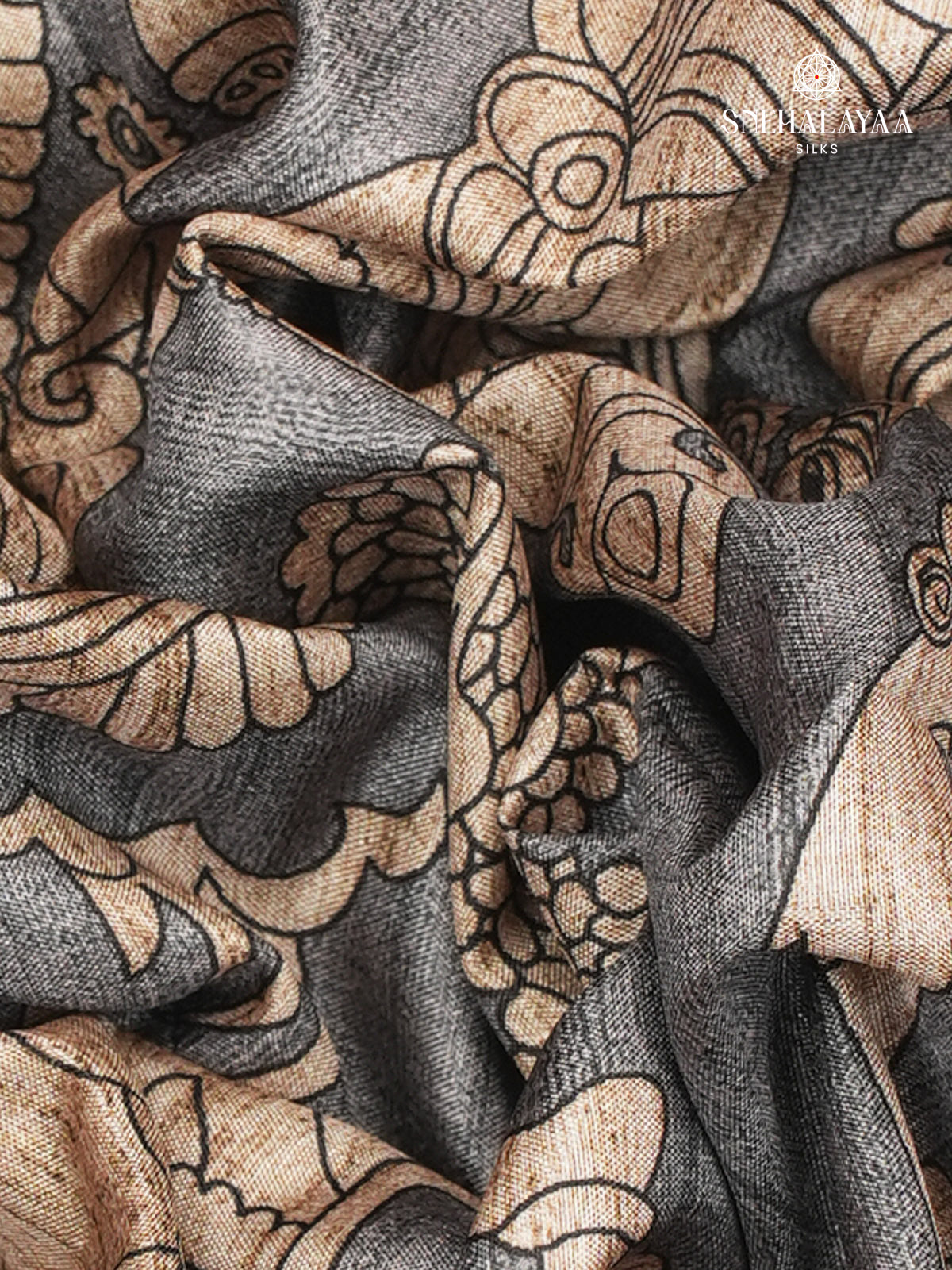 Grey Kalamkari Tussar Saree