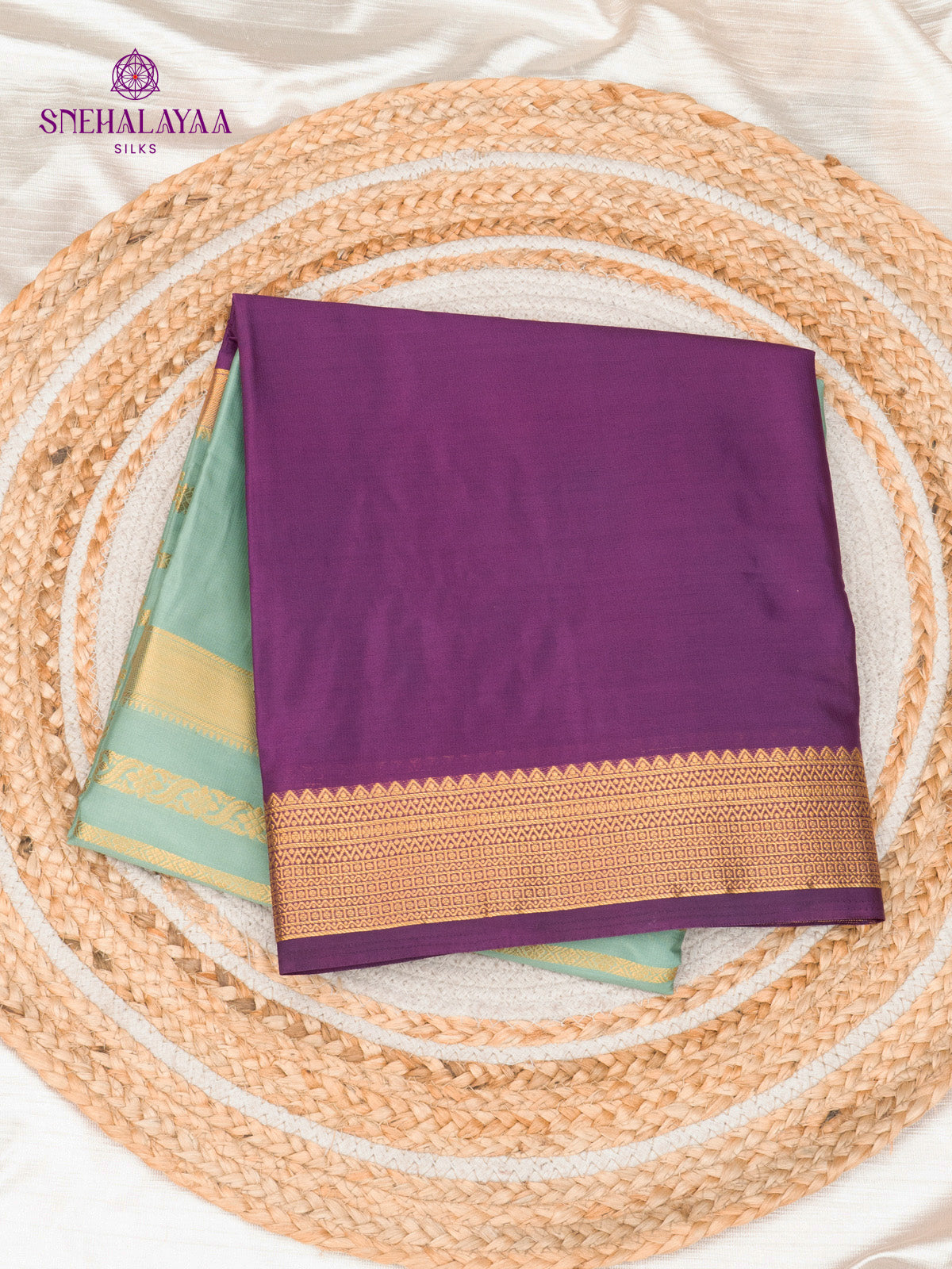 Pale Blue Mysore Silk Saree
