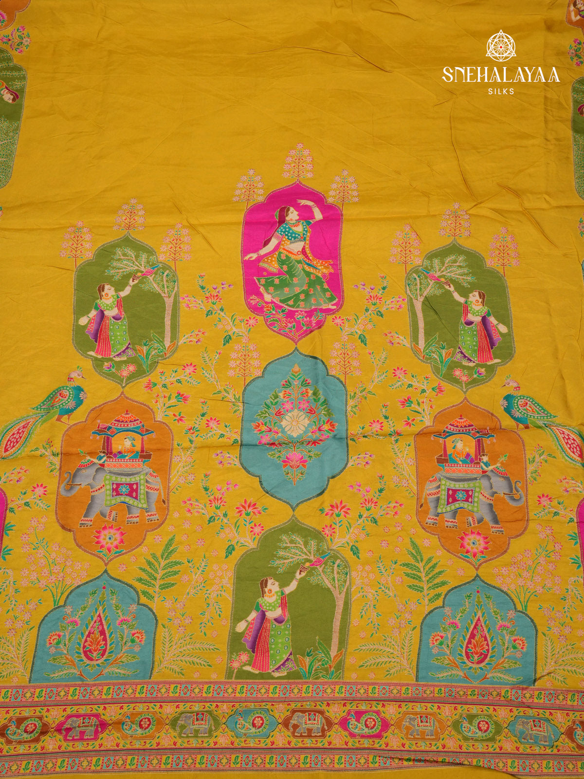 Yellow Banaras Silk Saree