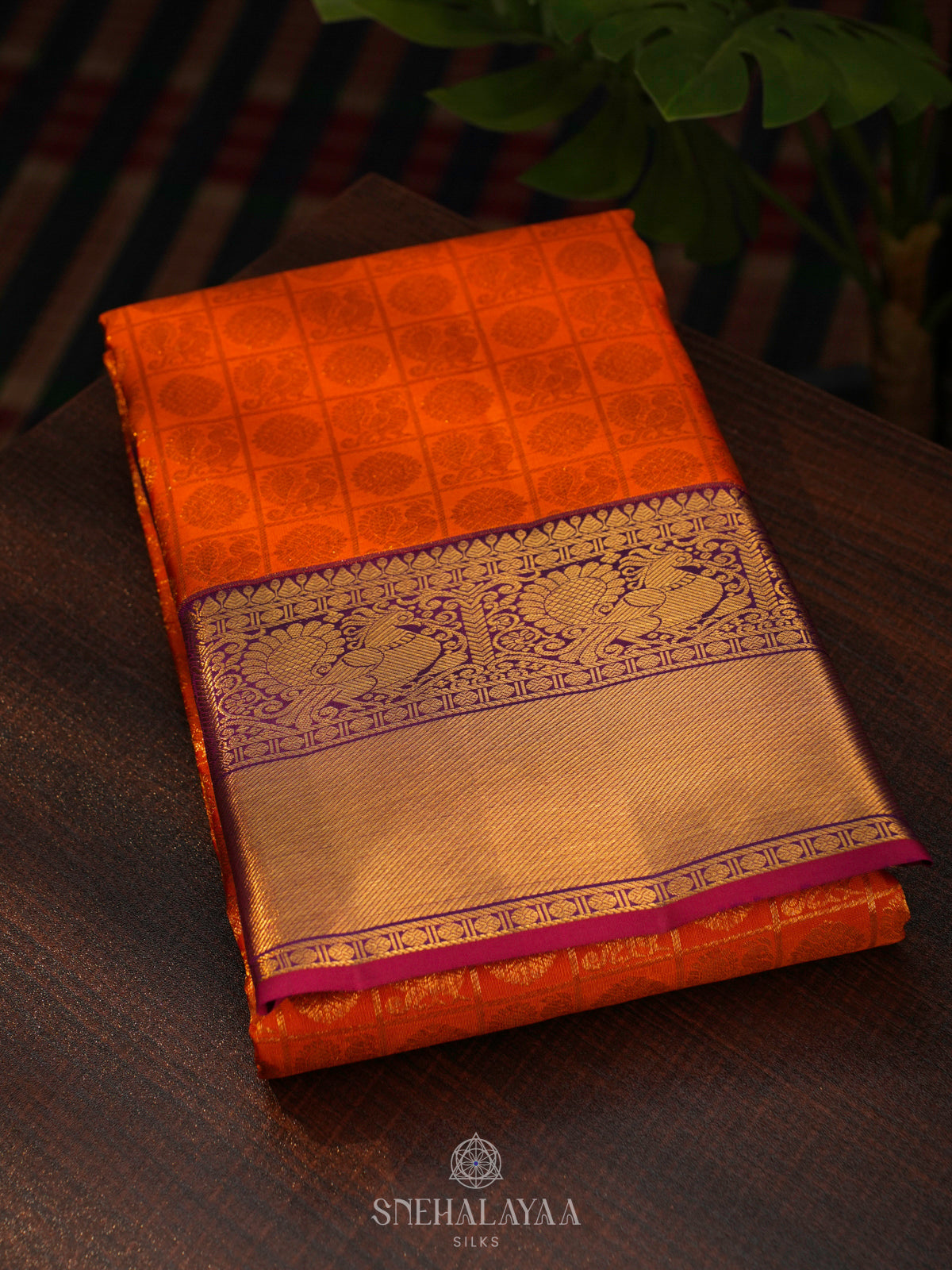 Orange Kanjivaram Silk Saree