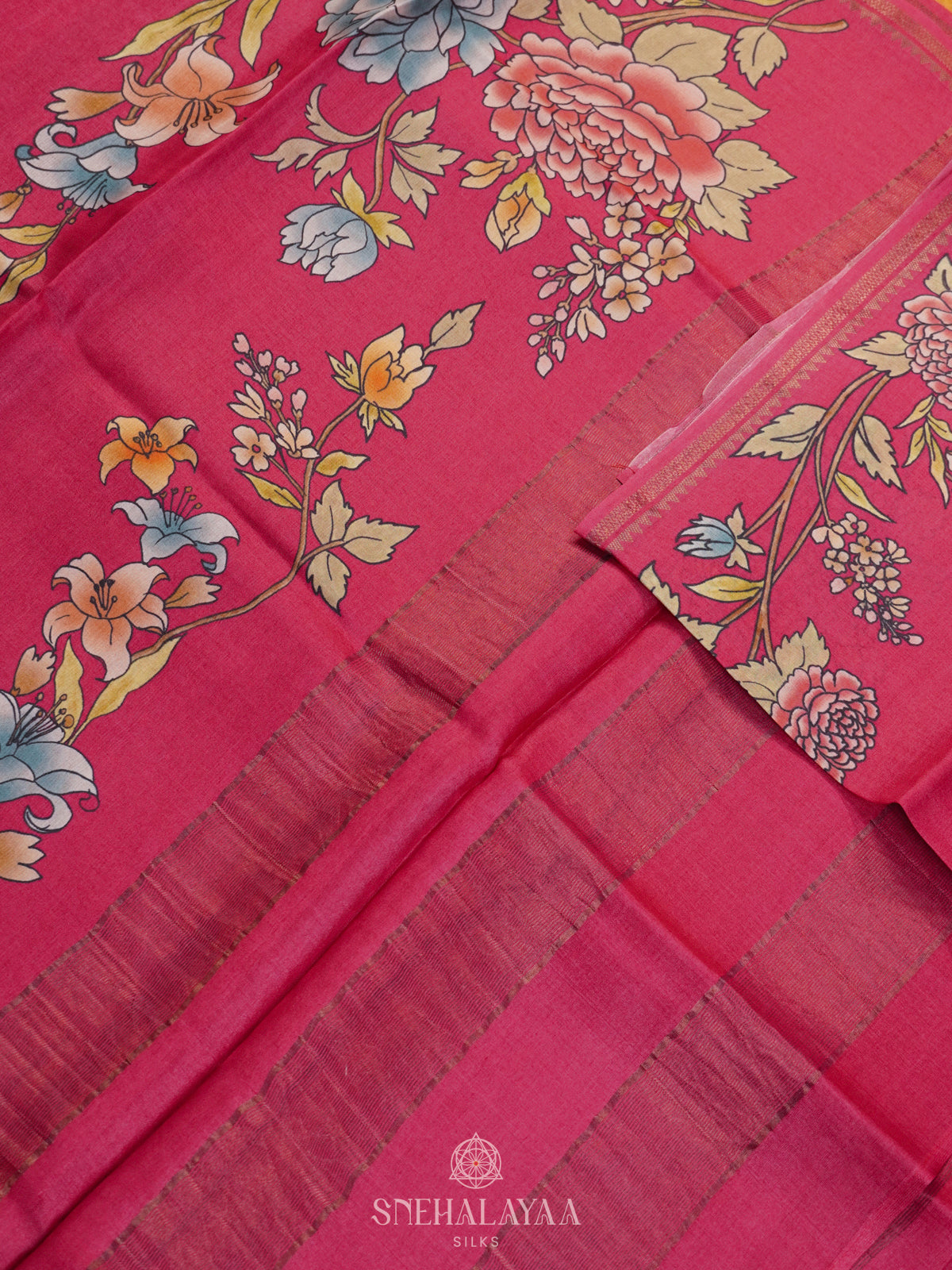 Pink Tussar Saree