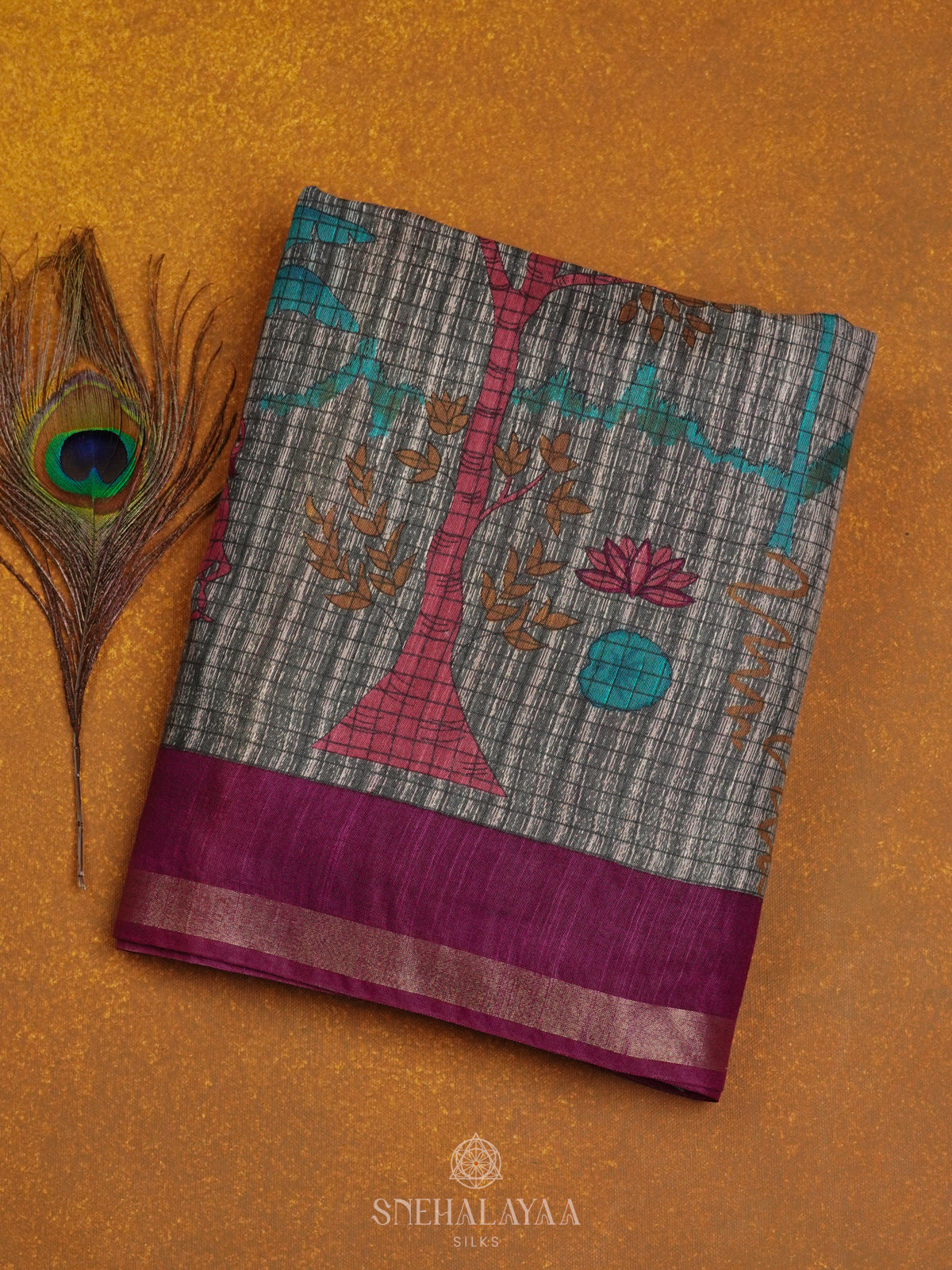 Grey Bamboo Silk Saree