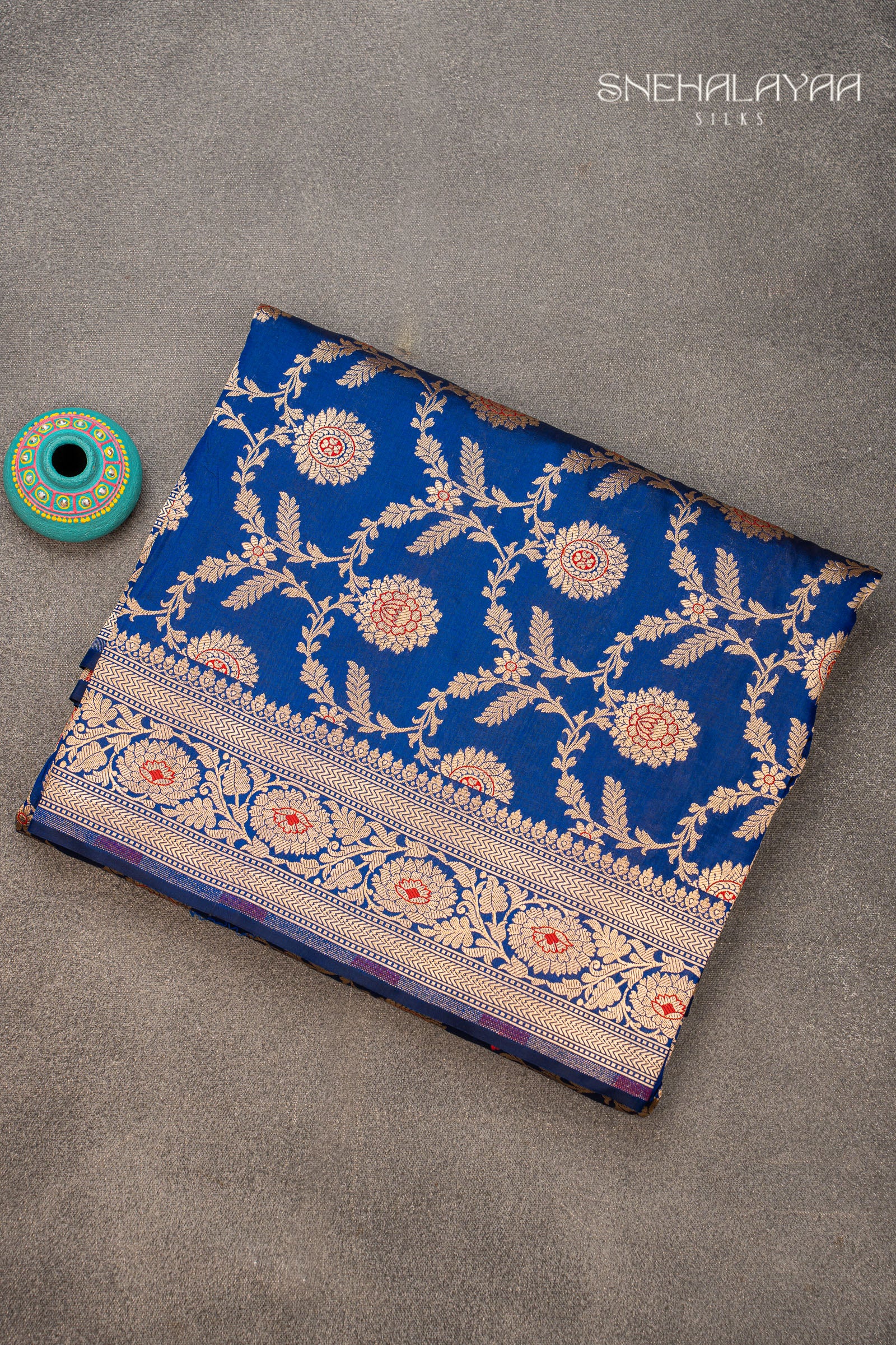 Azure Blue Banaras Silk Saree