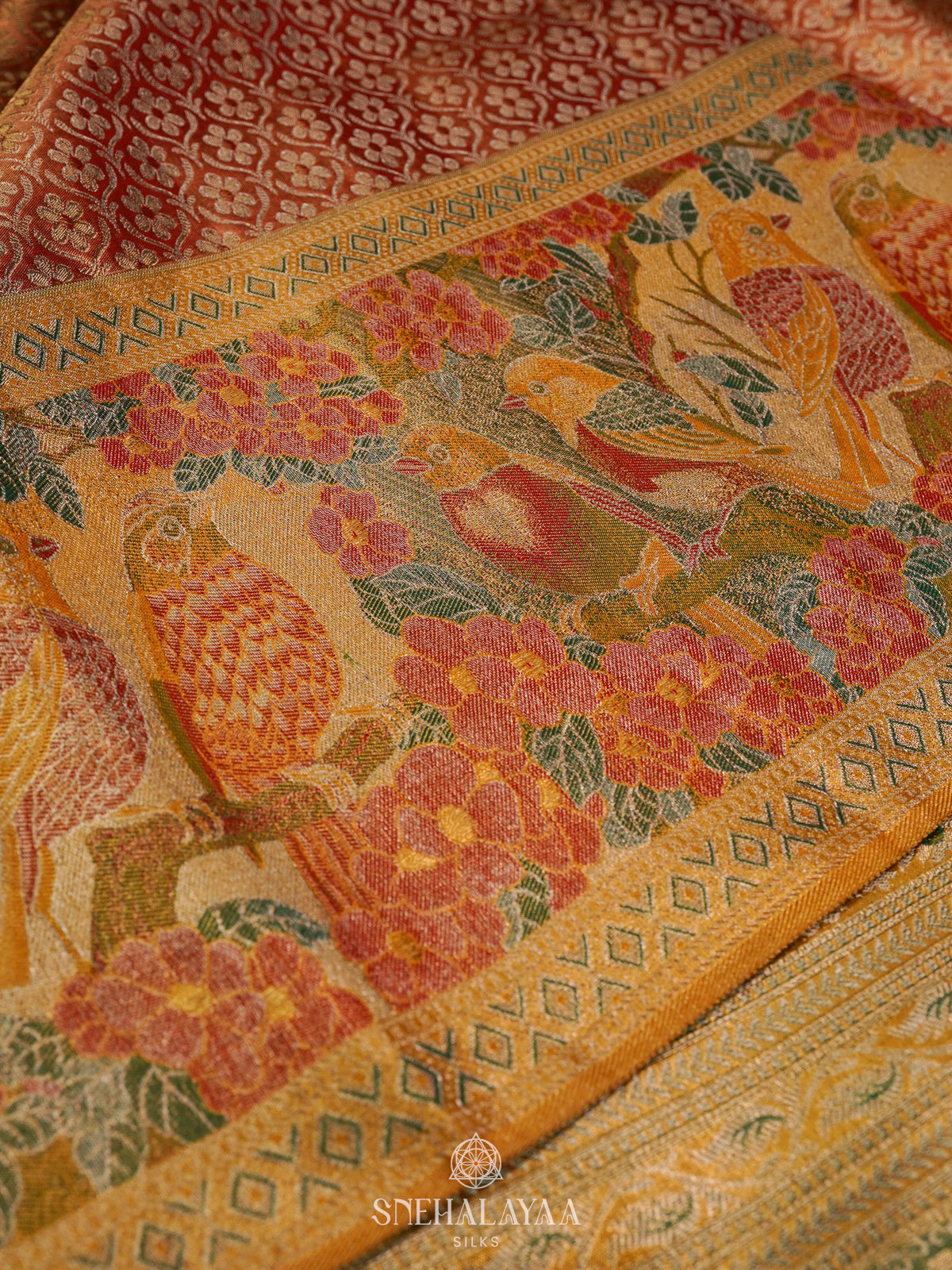 Golden Kanjivaram Silk Saree