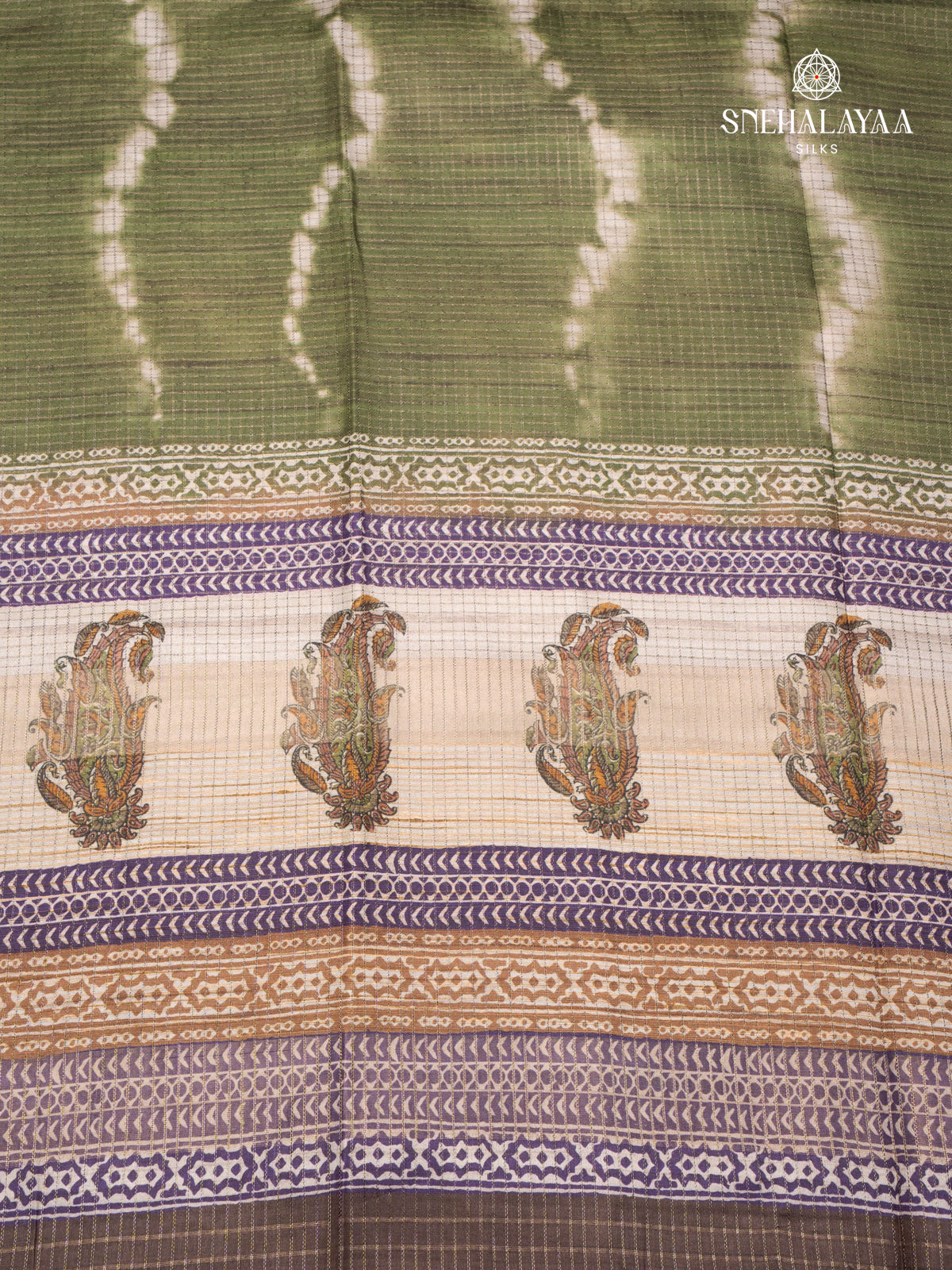 Olive Green Tussar Saree