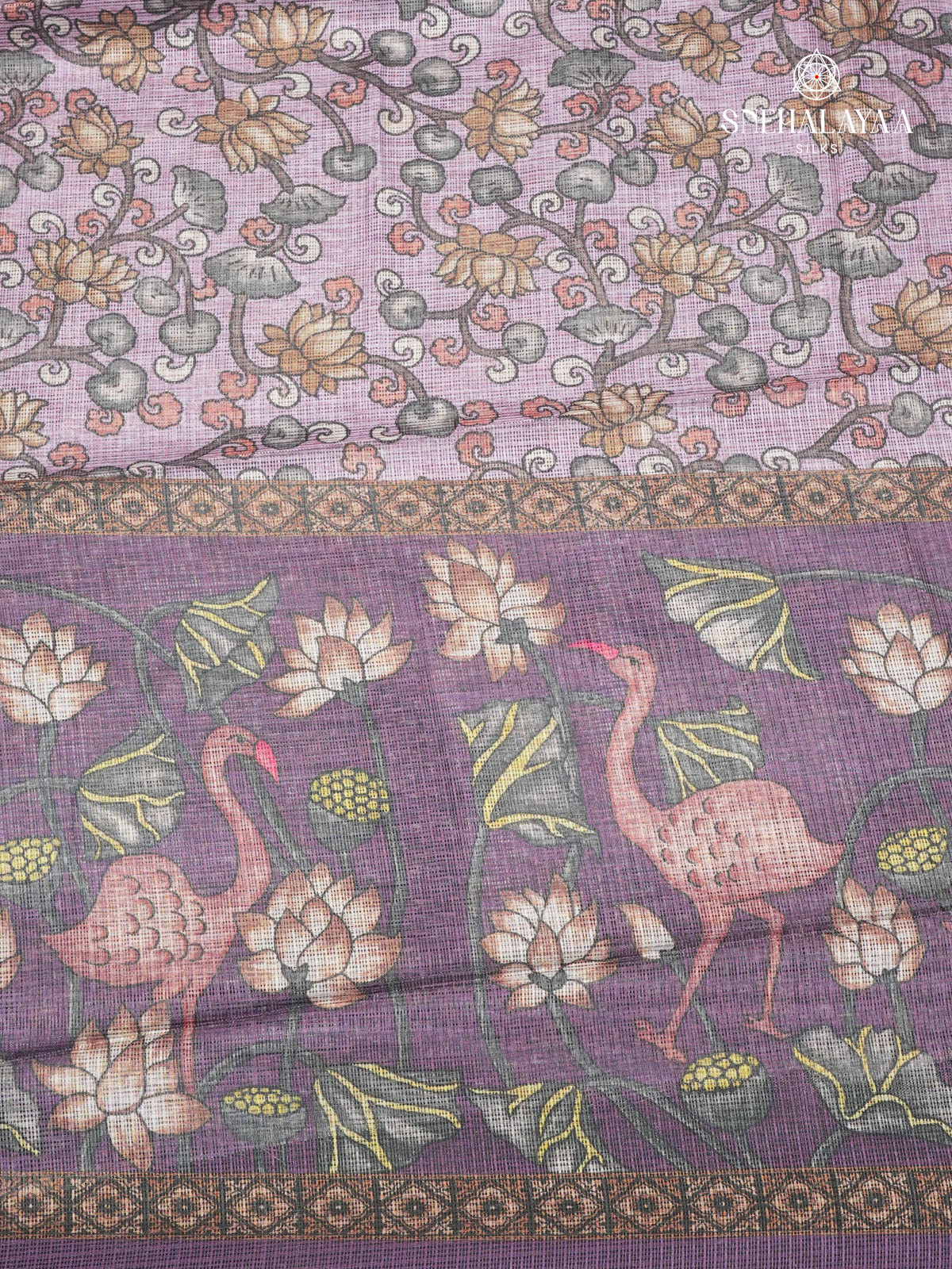 Lilac Printed Kota Saree