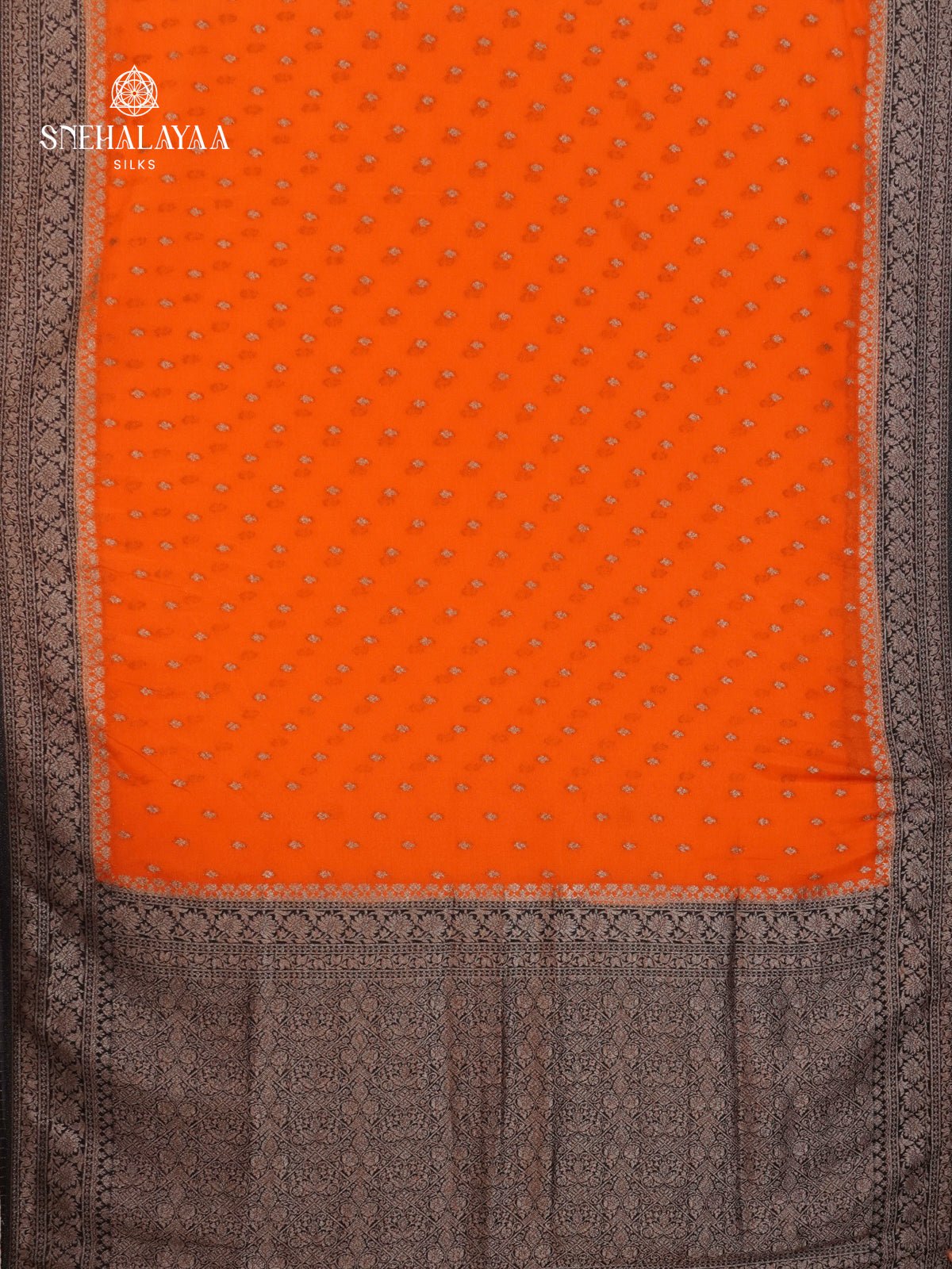 Rust Orange Crepe Silk Saree