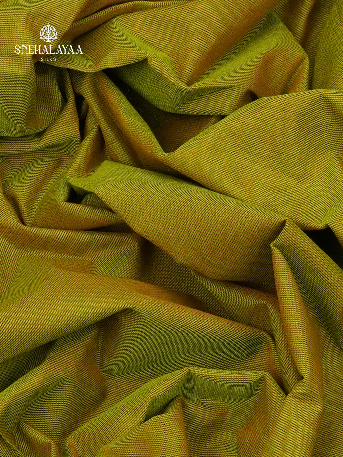 Olive Green Kanchi Cotton Saree with Red & Blue Woven Borders