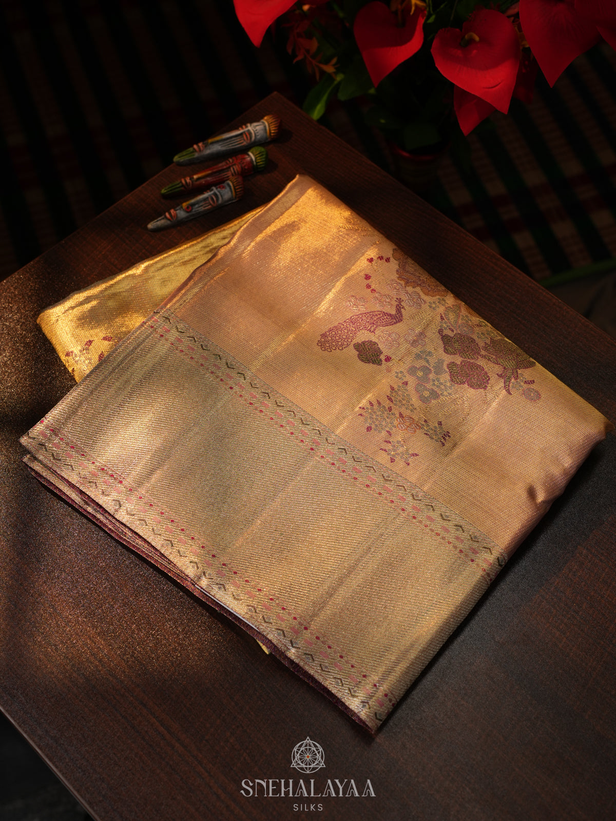 Dusty Rose Kanjivaram Silk Saree