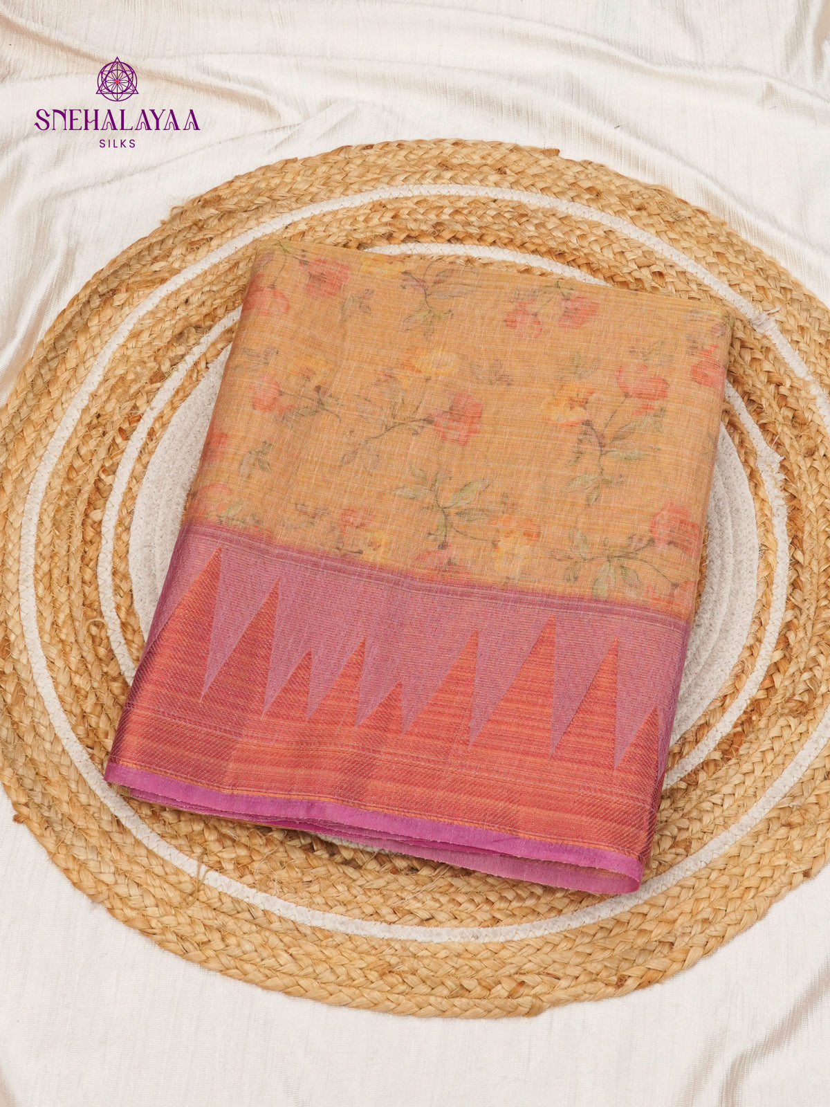 Pale Orange Linen Tissue Saree