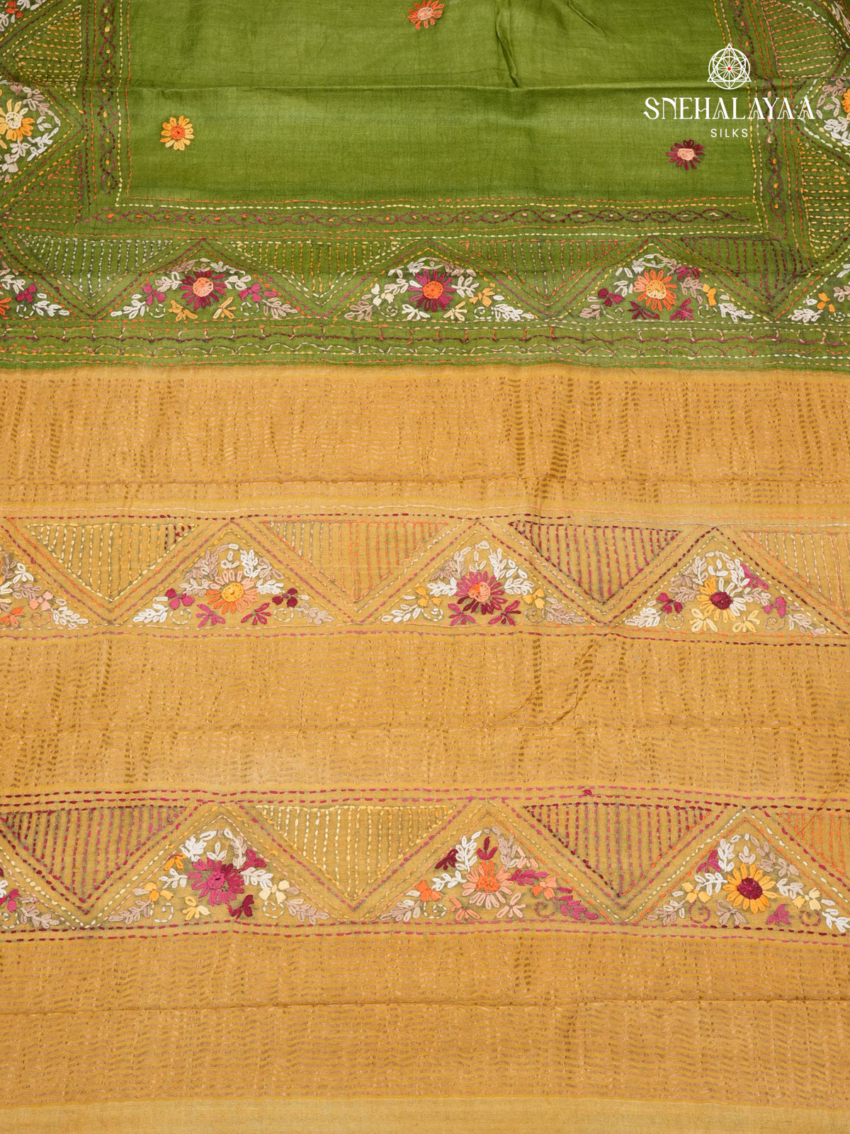 Green Tussar Silk Saree