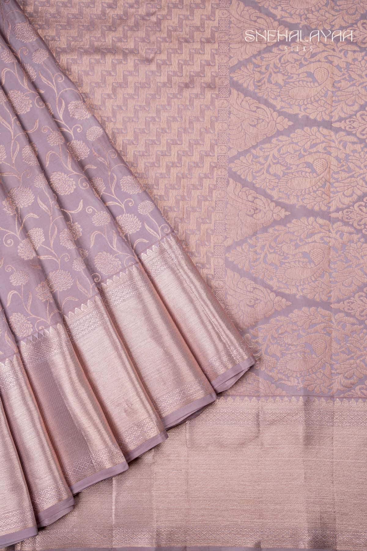 Pastel Purple Kancheevaram Wedding Silk Saree