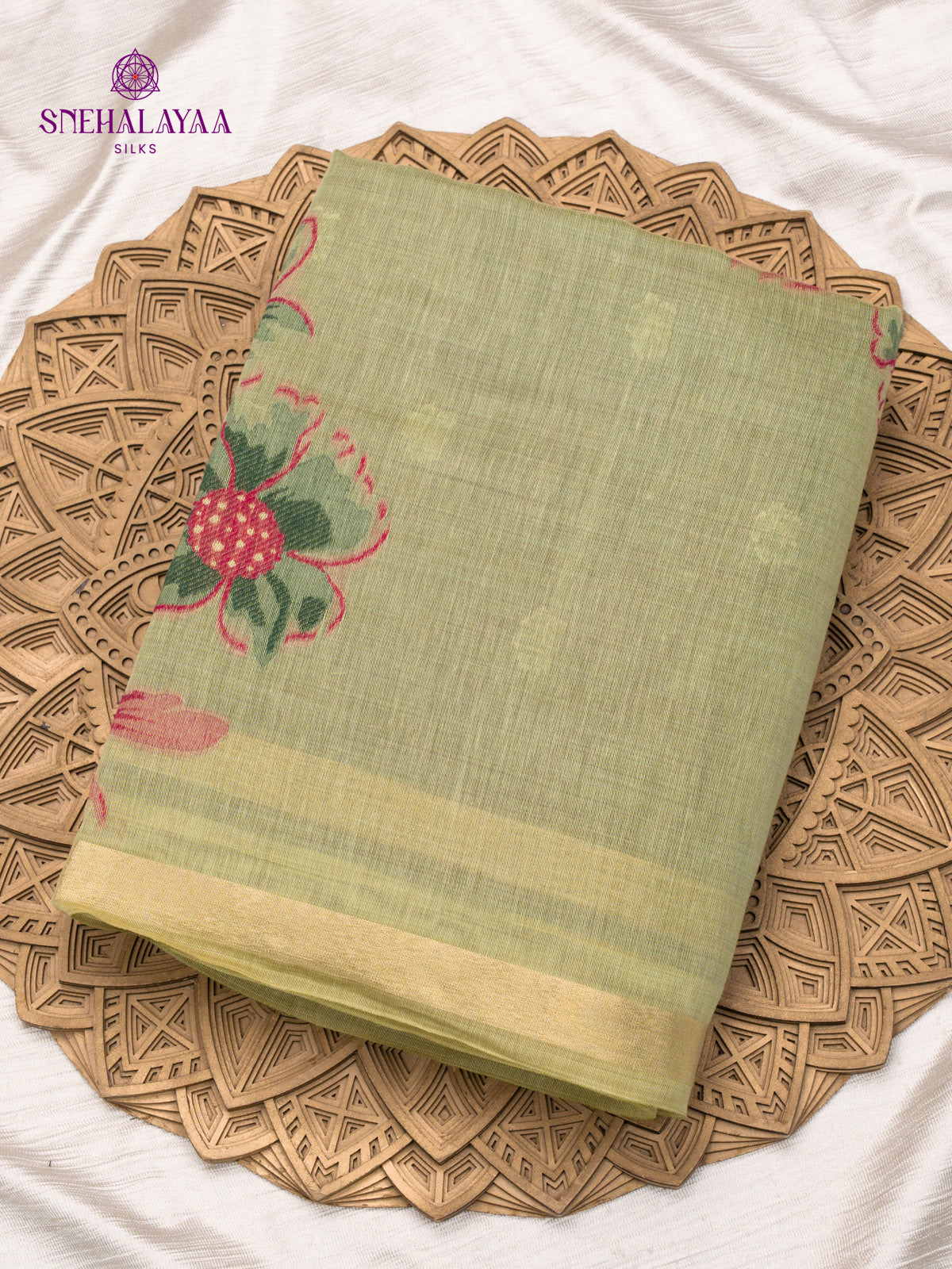 Olive Green Munga Cotton Saree