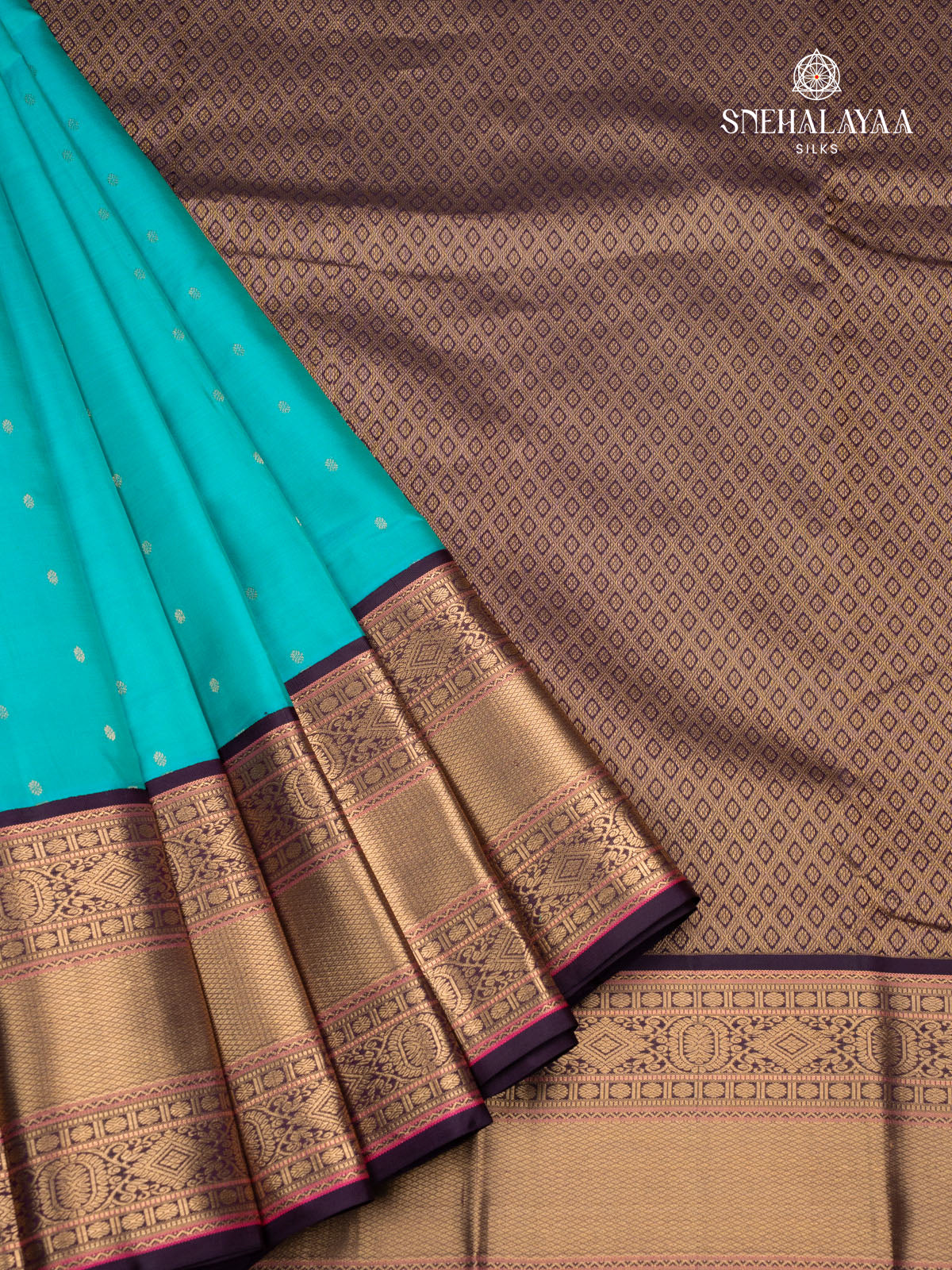 Cyan Blue Korvai Kanjivaram Silk Saree
