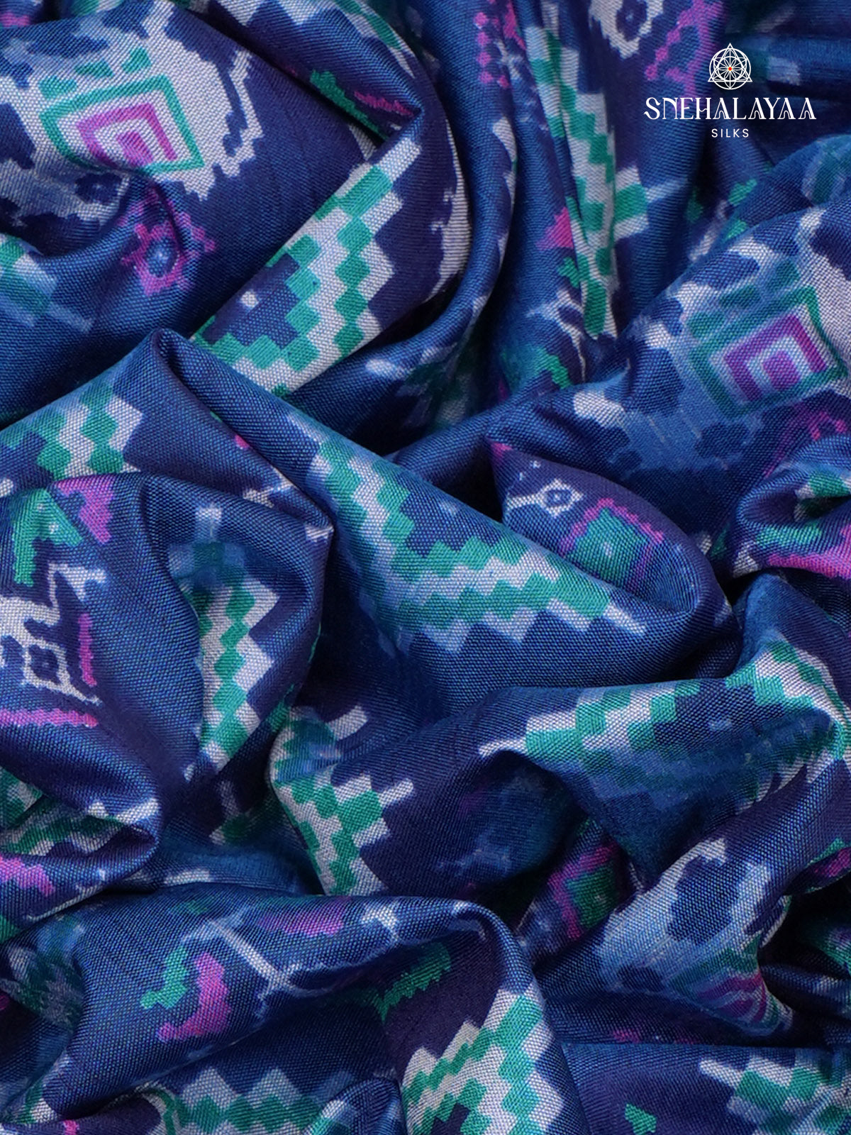 Navy Blue Ikat Saree