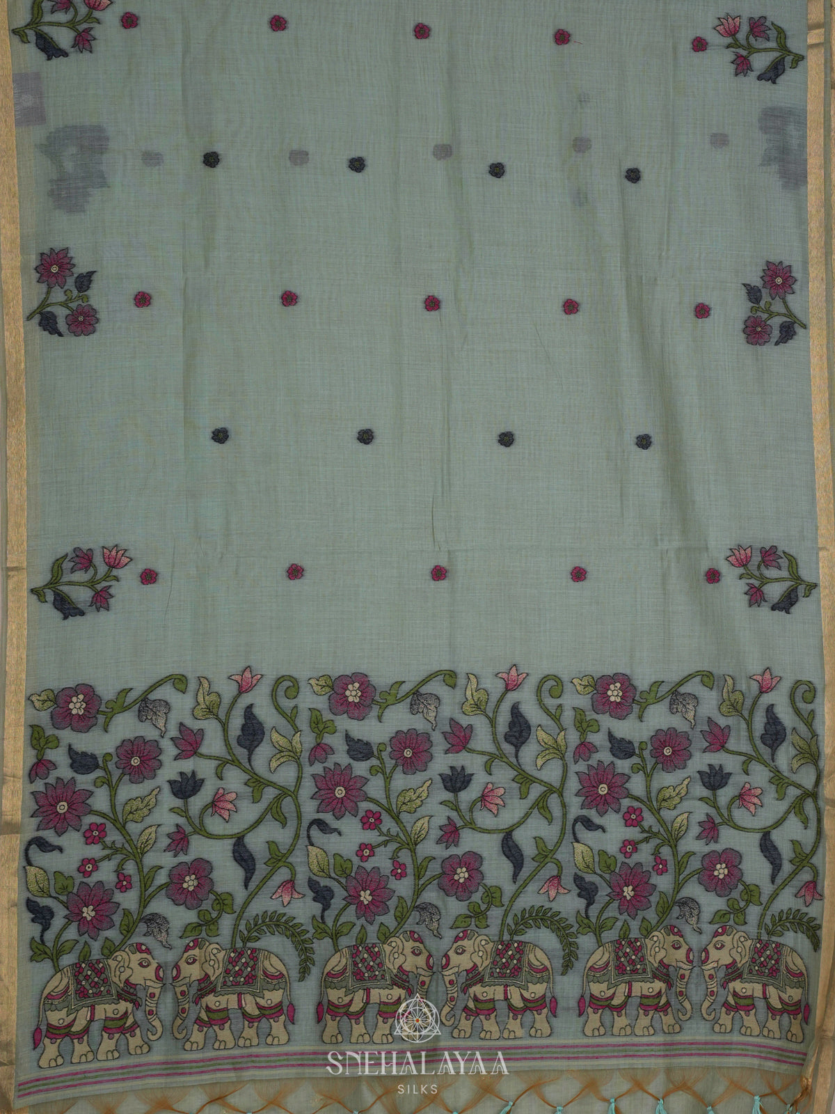 Blue Munga Cotton Saree