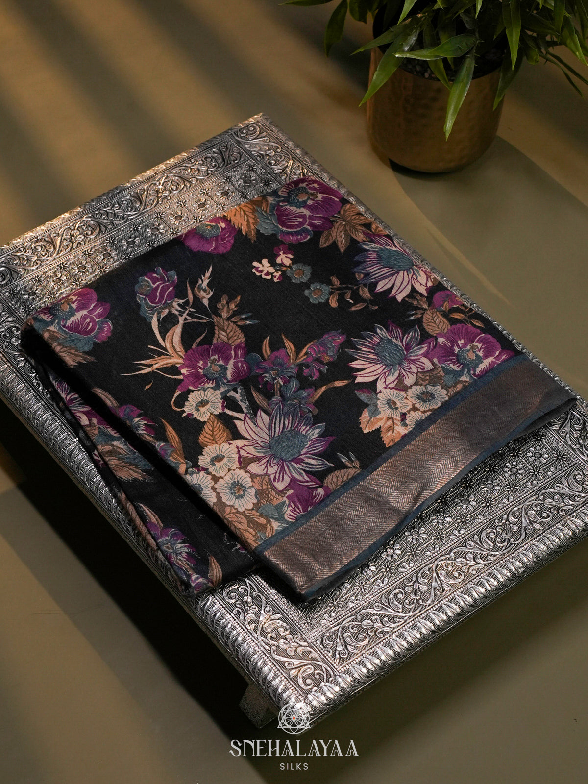 Black Chanderi Saree