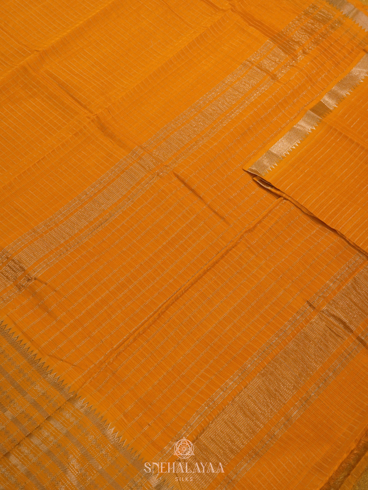 Orange Mangalagiri Silk Cotton Saree