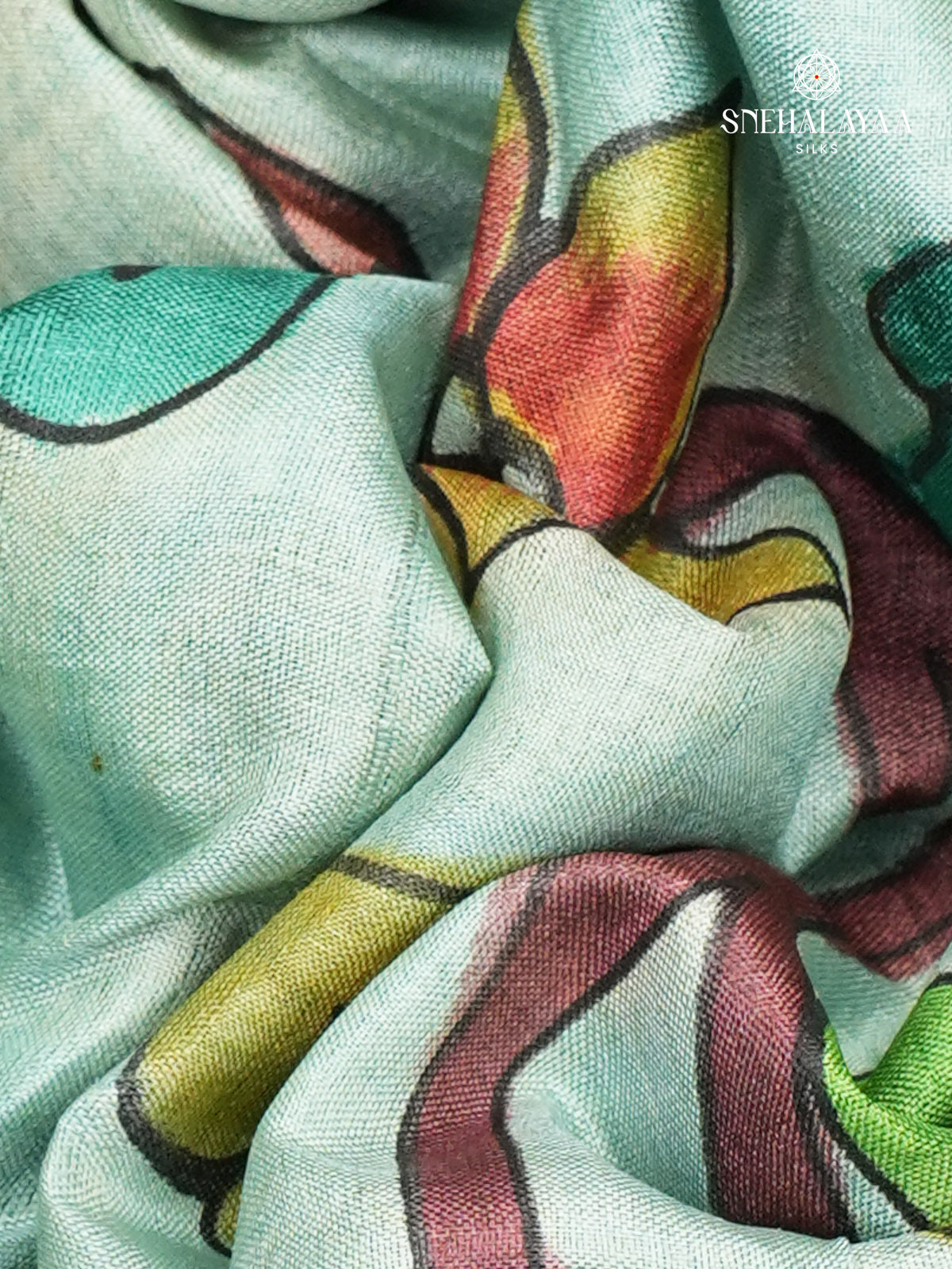 Blue Tussar Silk Saree