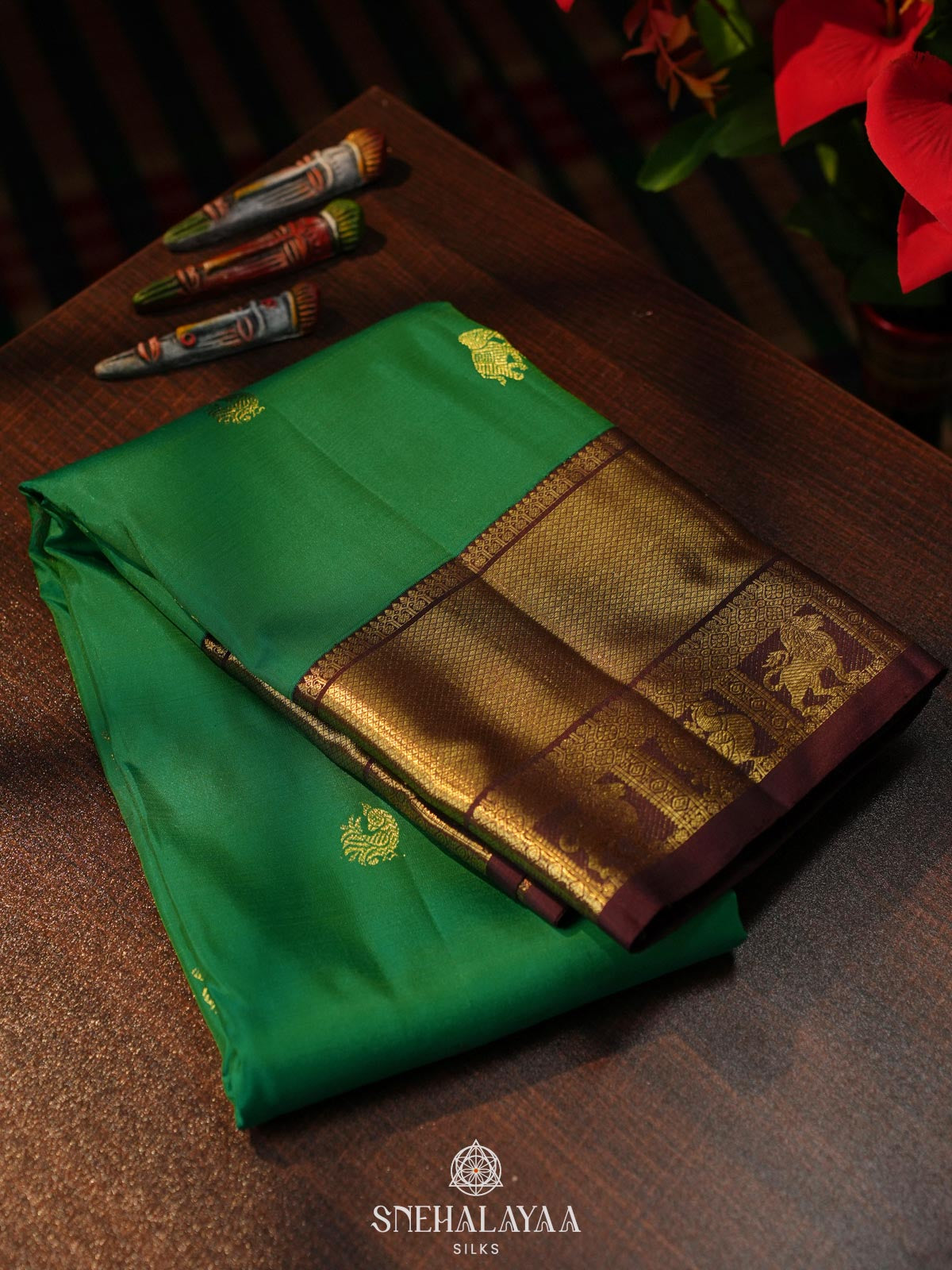 Emerald Green Kanjivaram Silk Saree