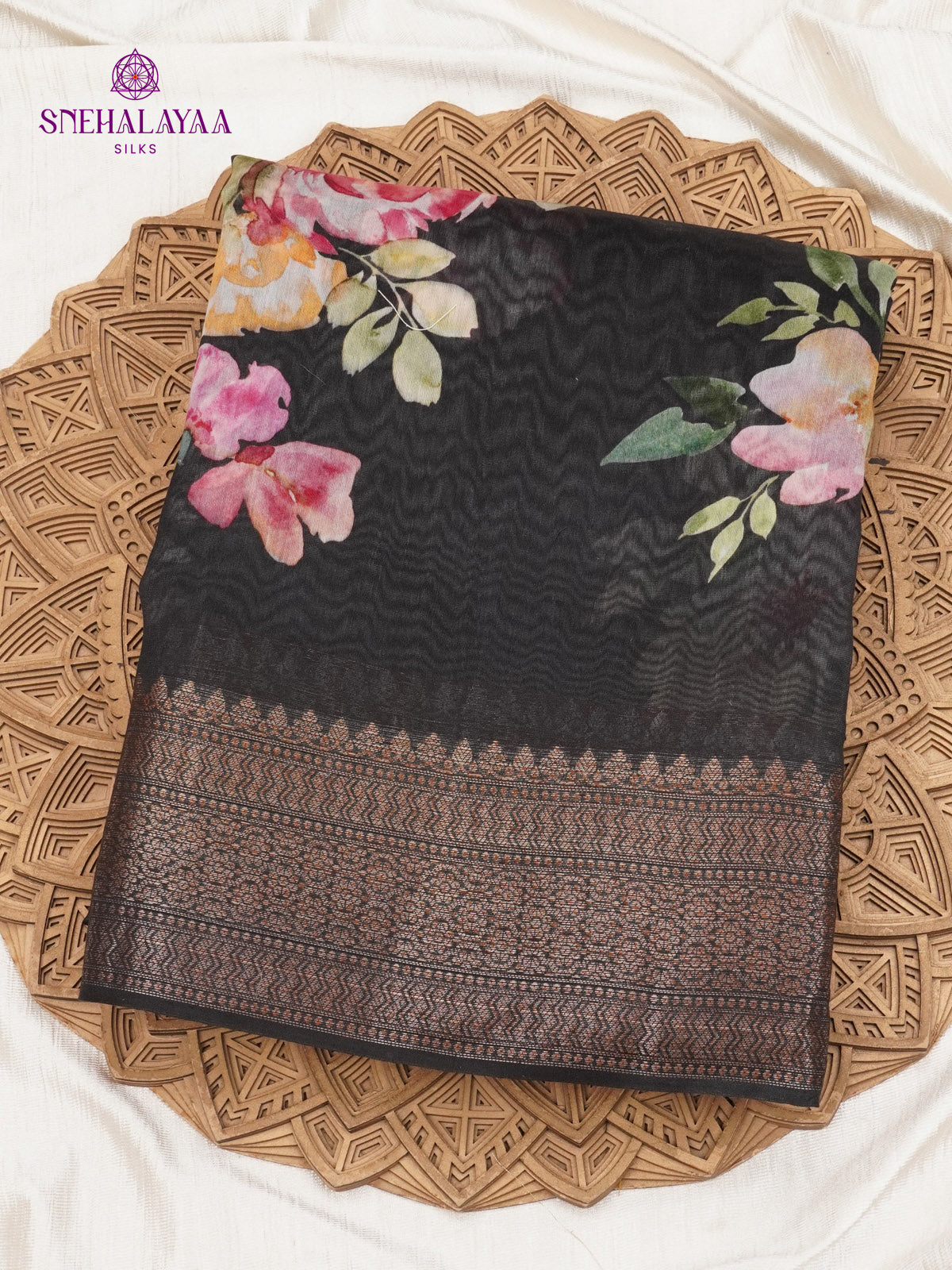 Black Chanderi Saree