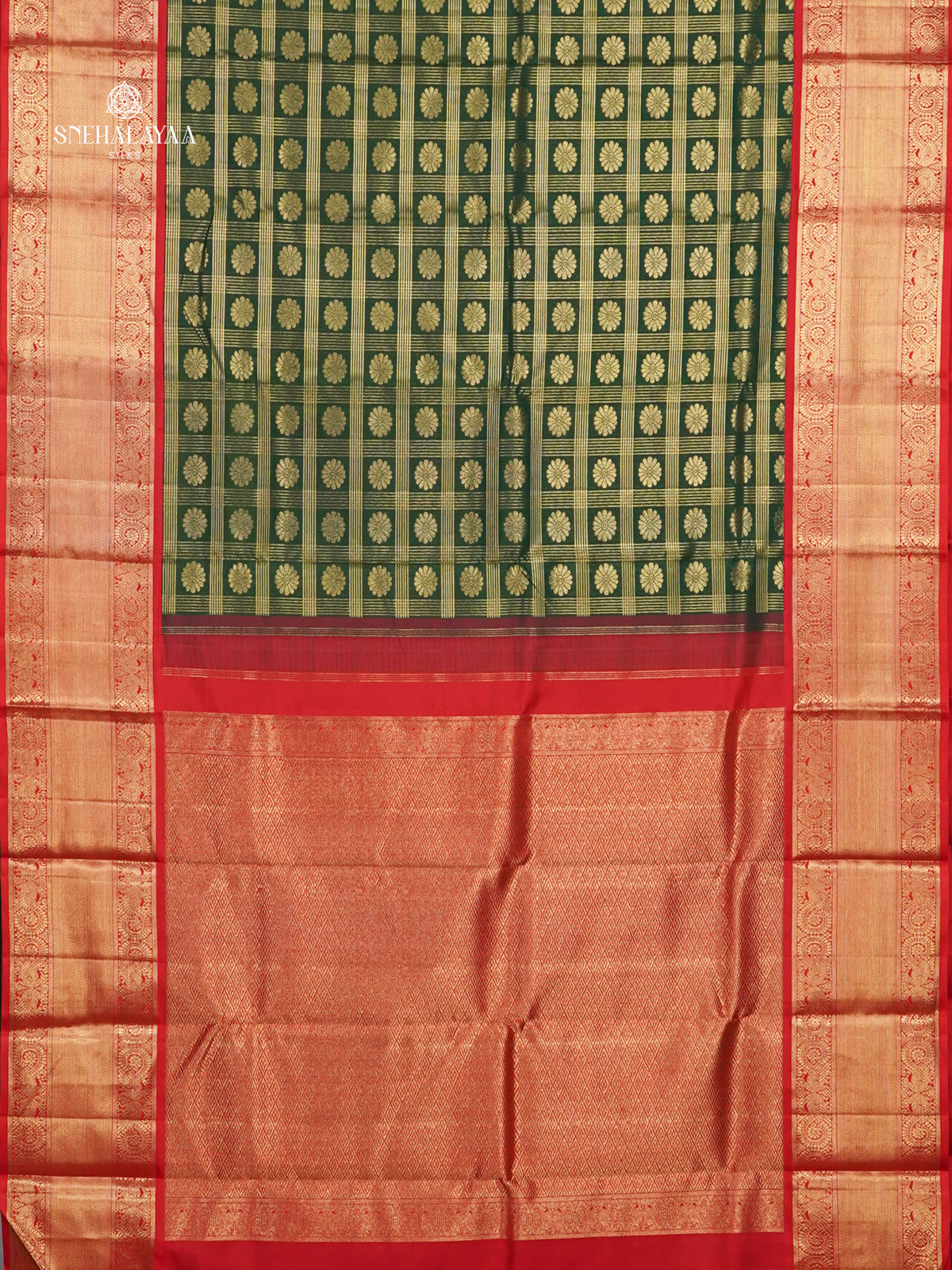 Pine Green Kancheevaram Silk Saree