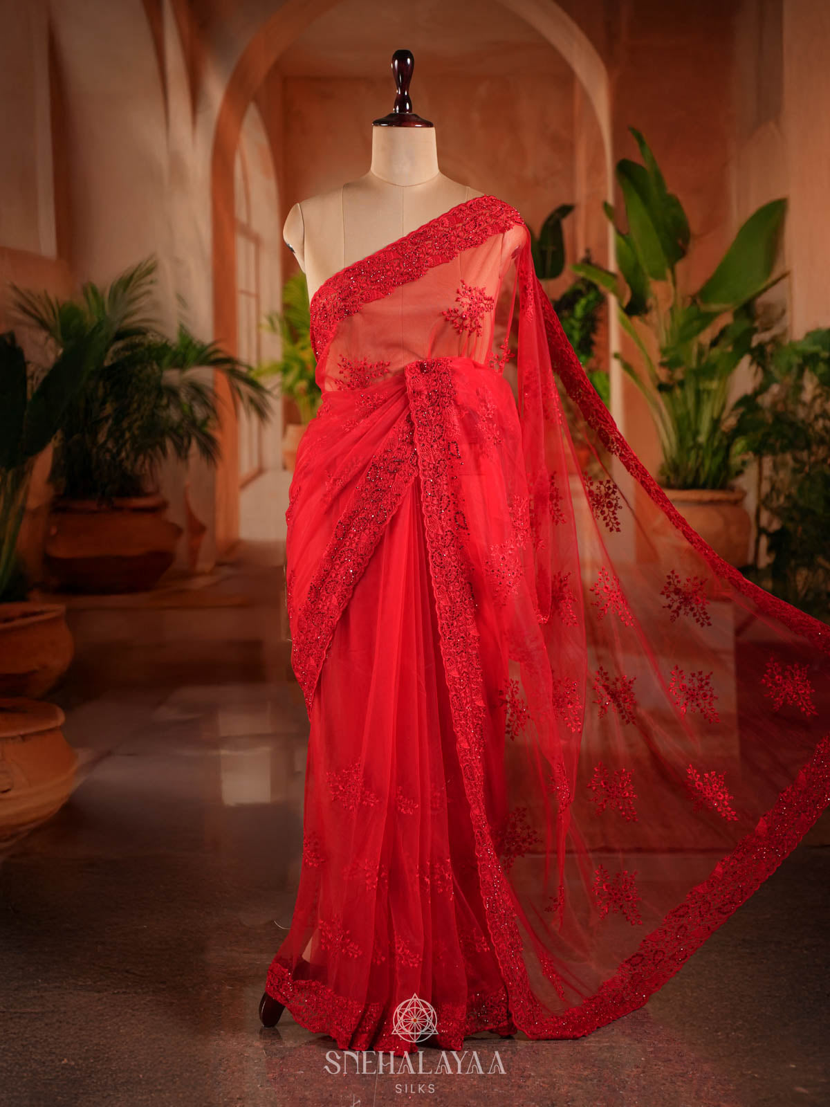Red Designer Saree