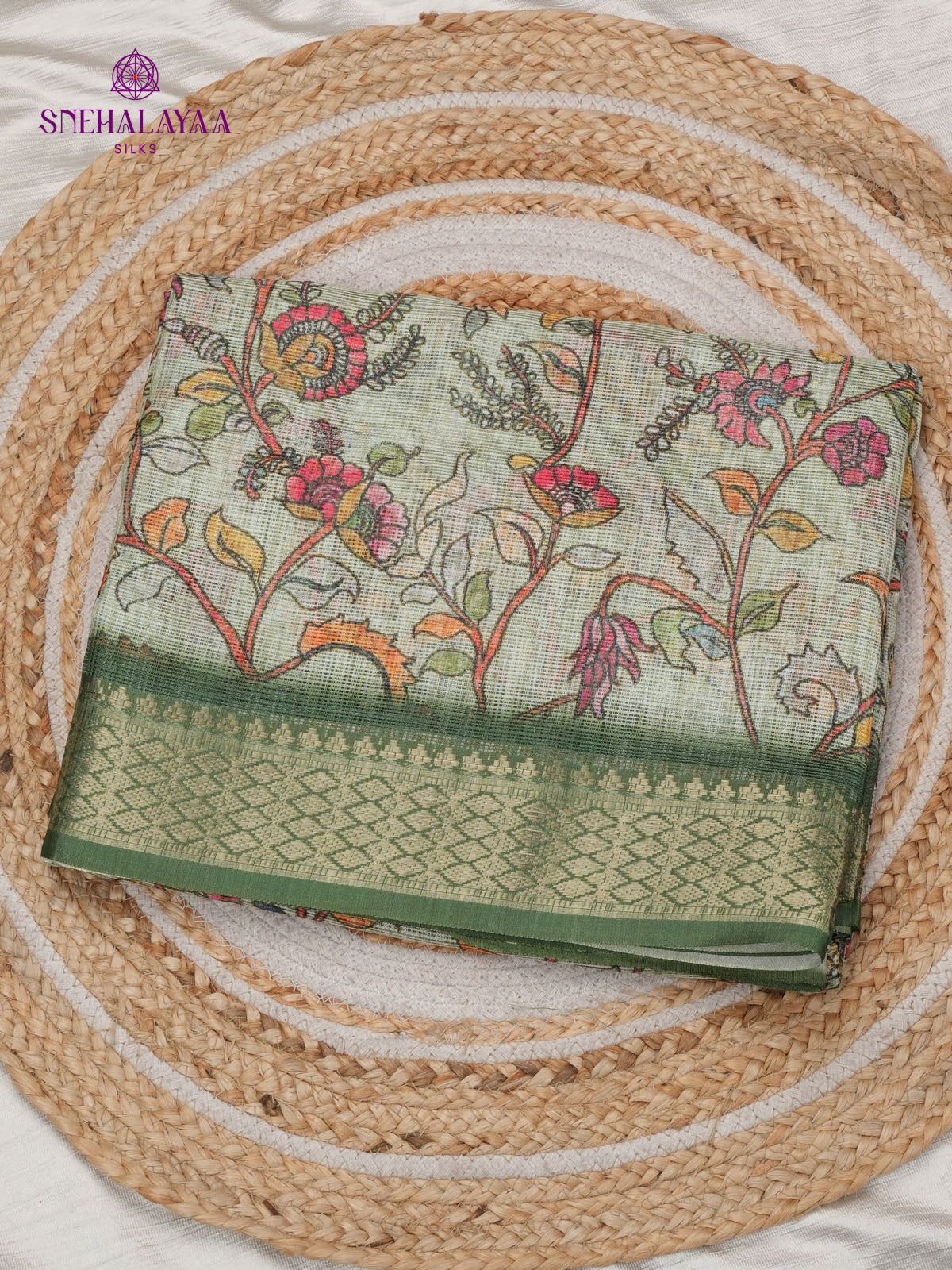 Pastel Green Printed Kota Saree