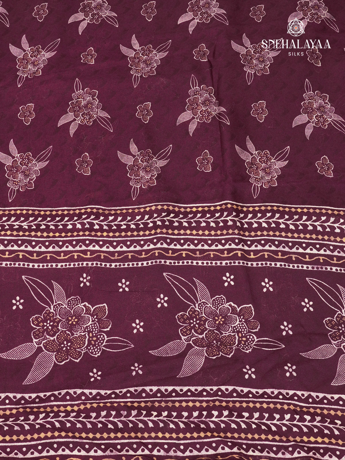 Burgundy Printed Matka Saree