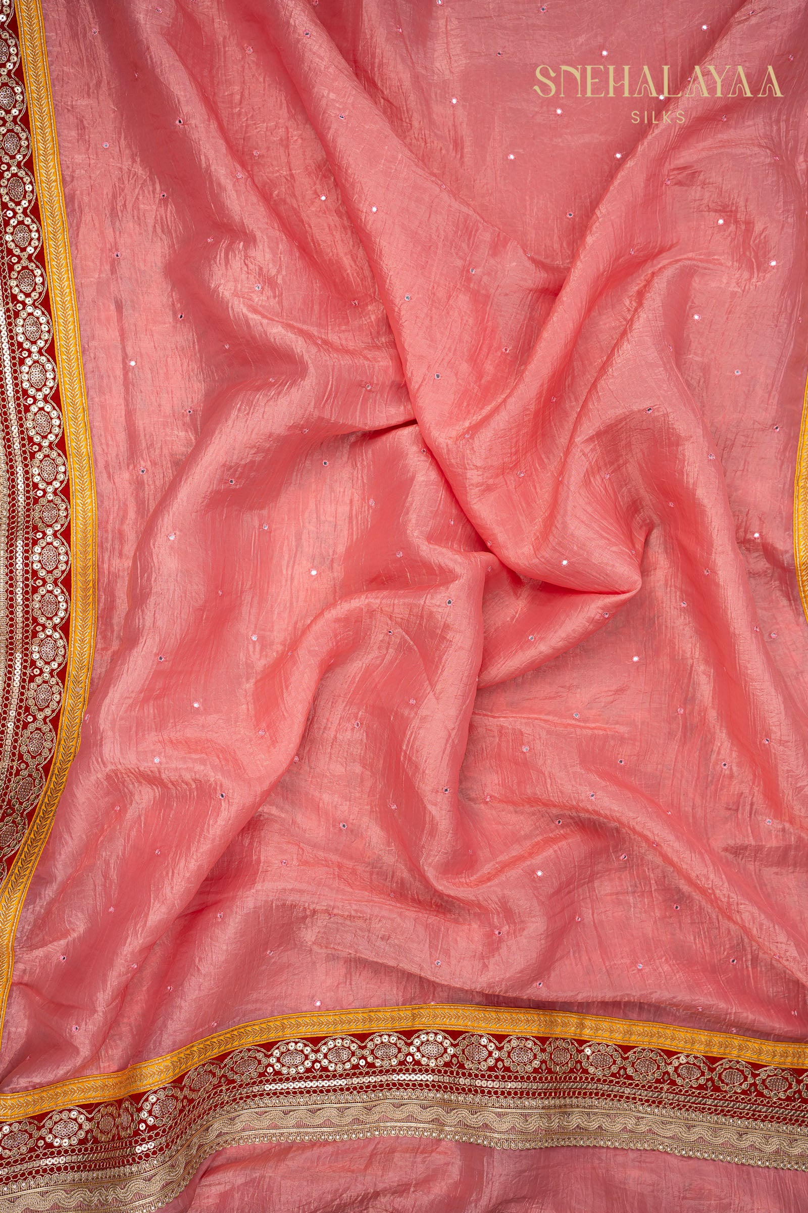 Peach Pink Designer Saree