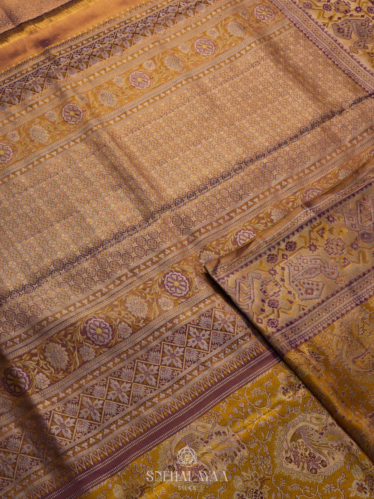 Mustard Yellow Kanjivaram Silk Saree