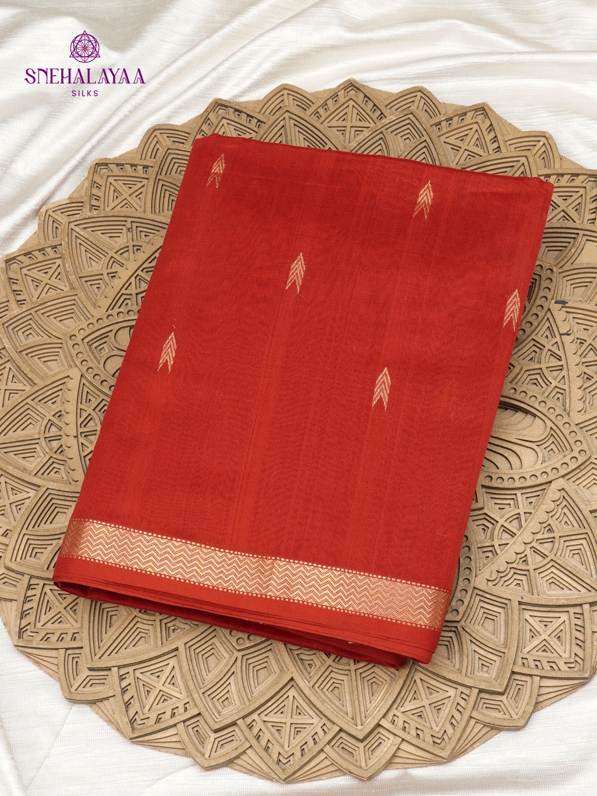 Red Maheshwari Silk cotton Saree