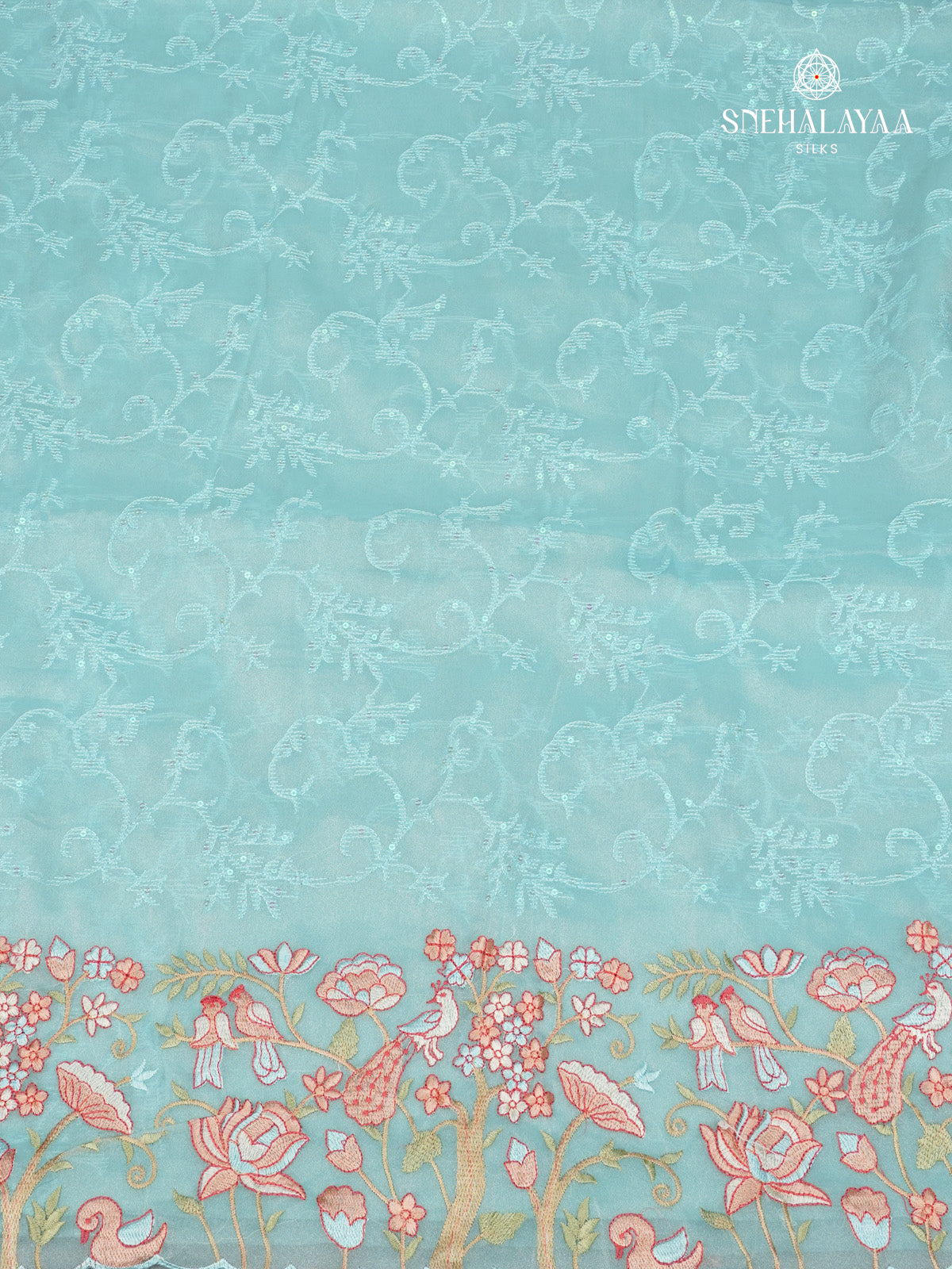 Blue Embroidery Designer Saree