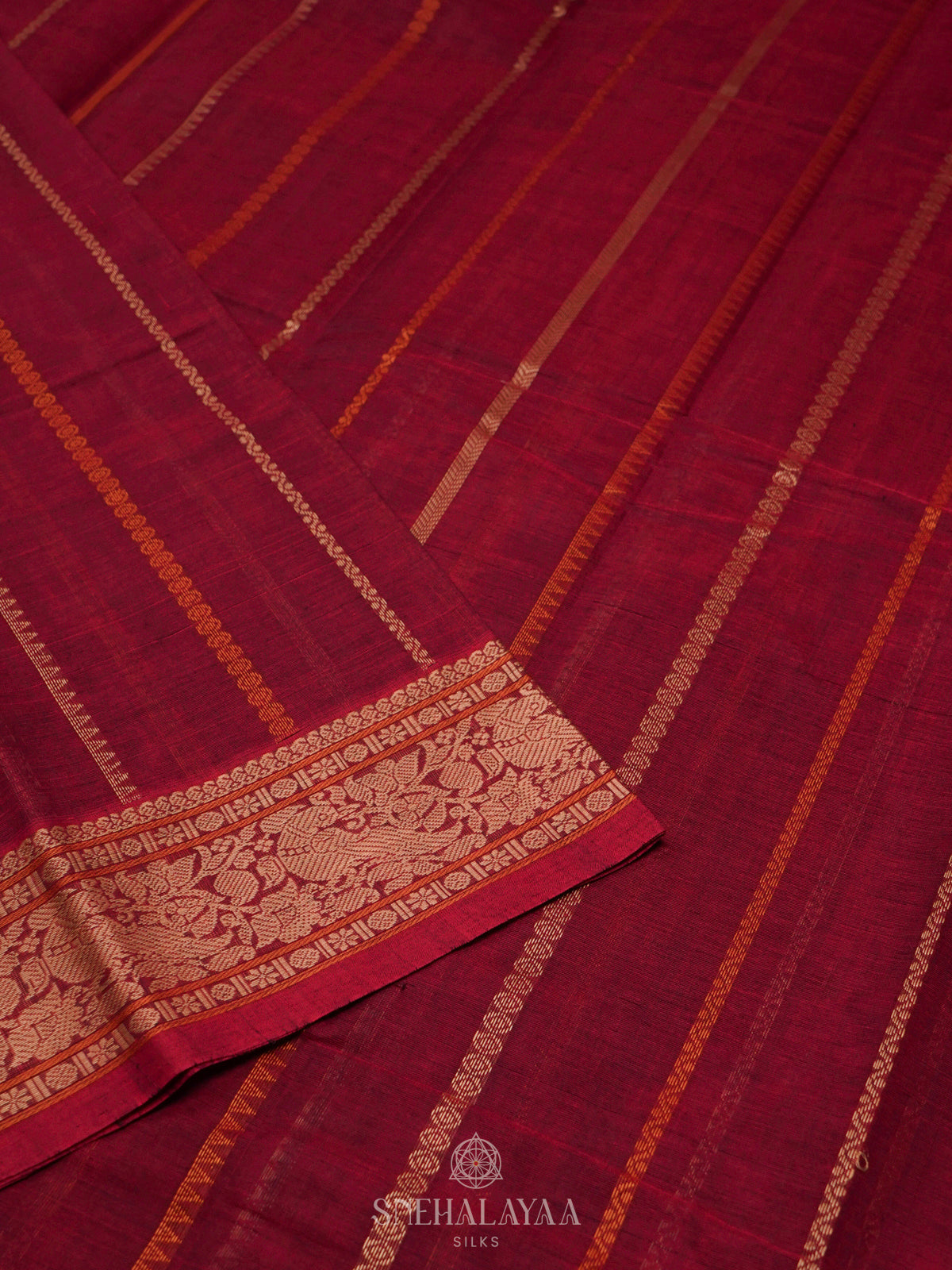 Maroon Kanchi Cotton Saree