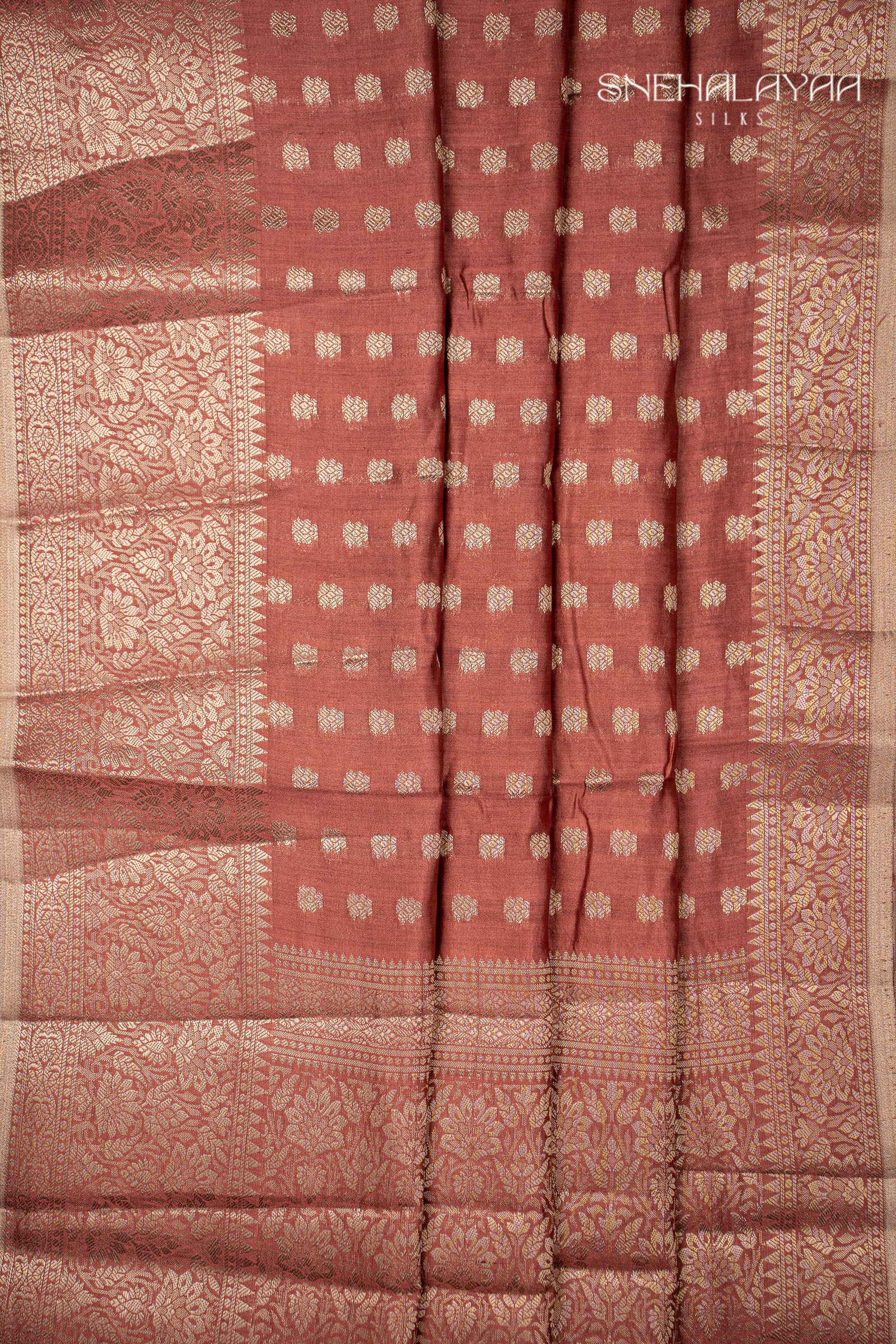 Peach Pink Banaras Dupion Silk Saree