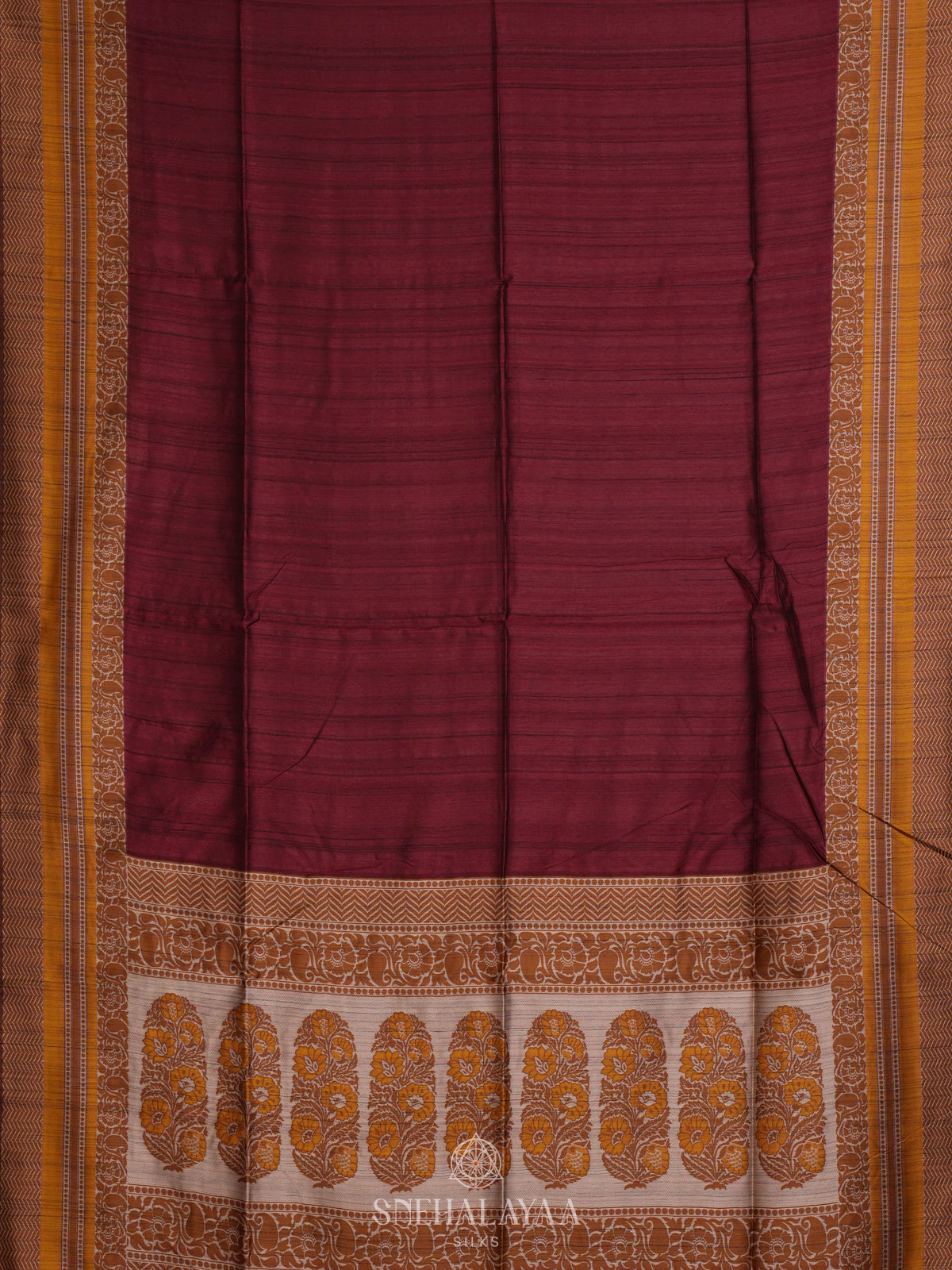 Maroon Munga Tussar Saree