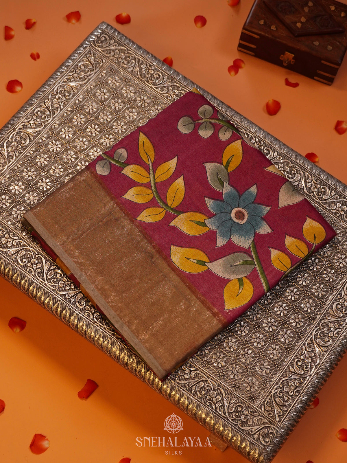 Maroon Tussar Saree