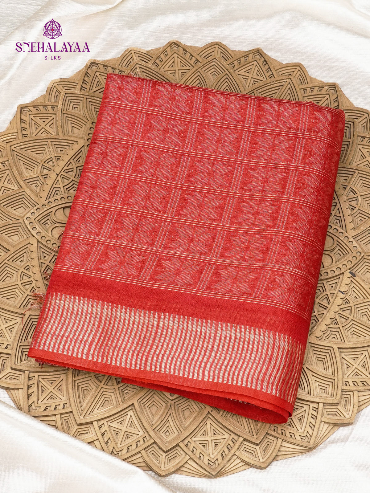 Red Bamboo Silk Saree