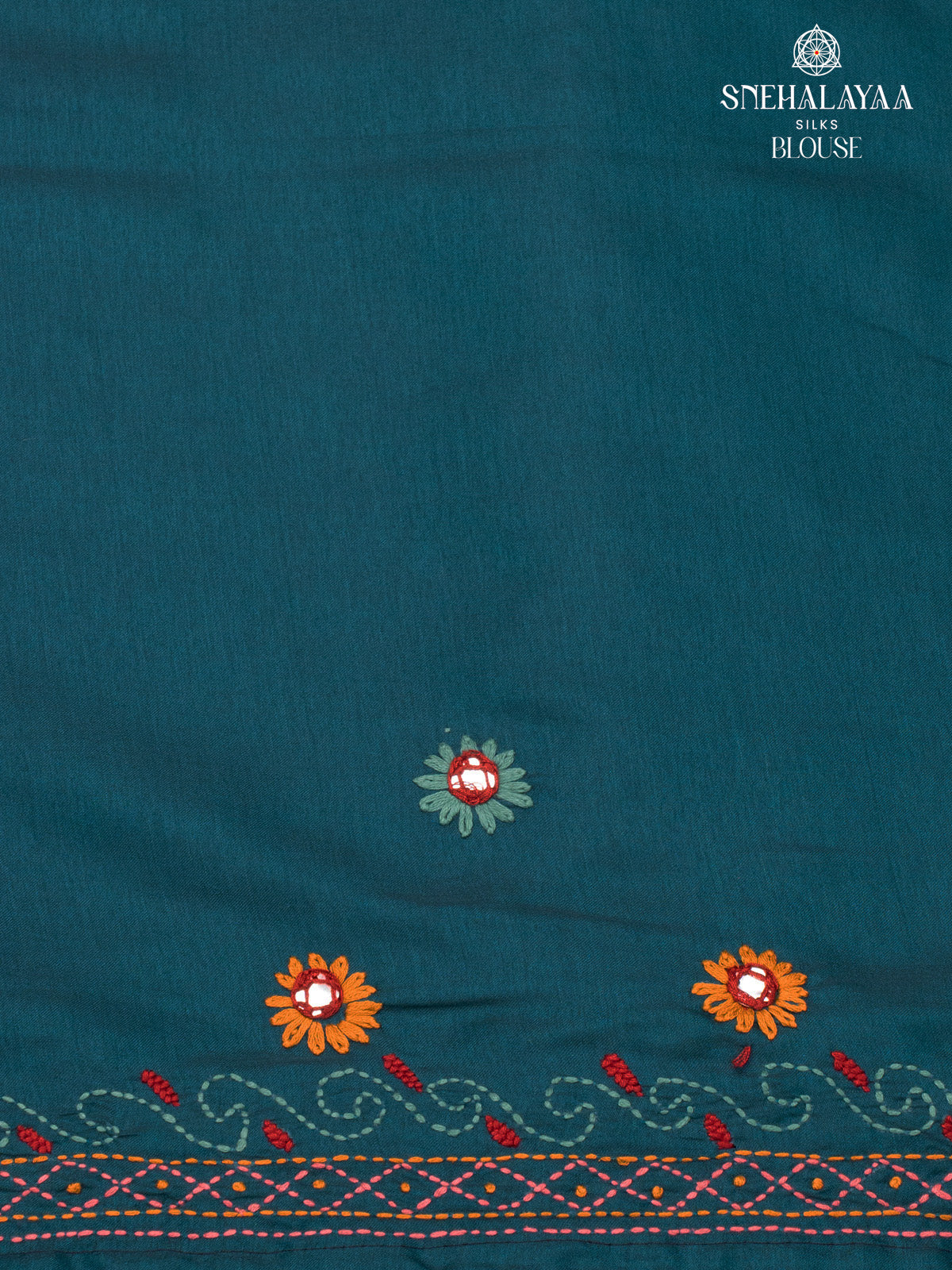 Peacock Blue Raw Silk Embroidery Saree