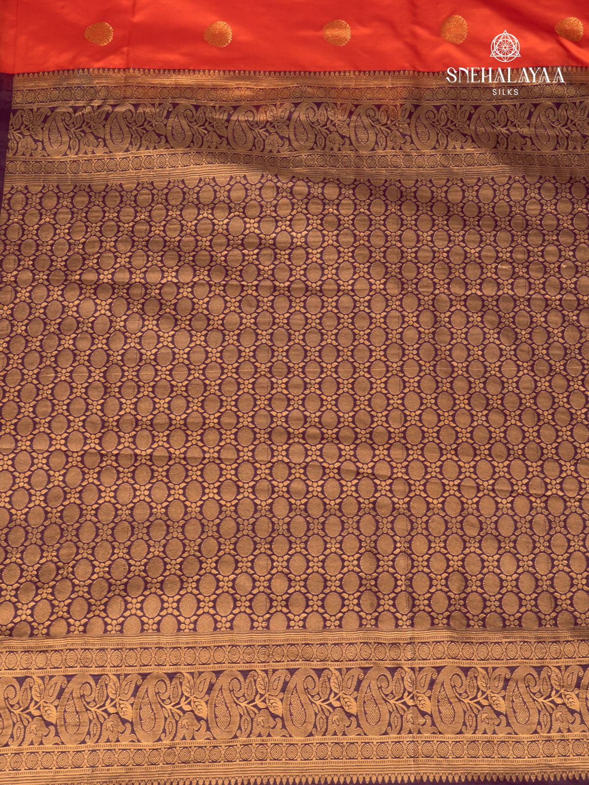 Rust Orange Gadwal Silk Saree
