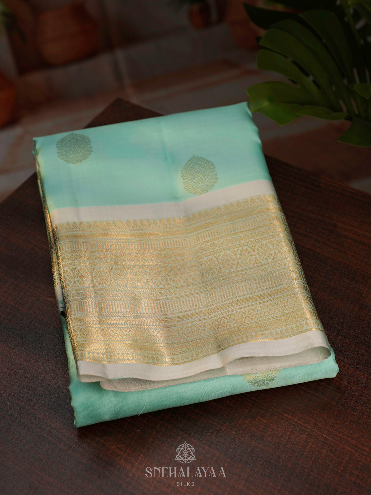 Seafoam Green Kanjivaram Silk Saree