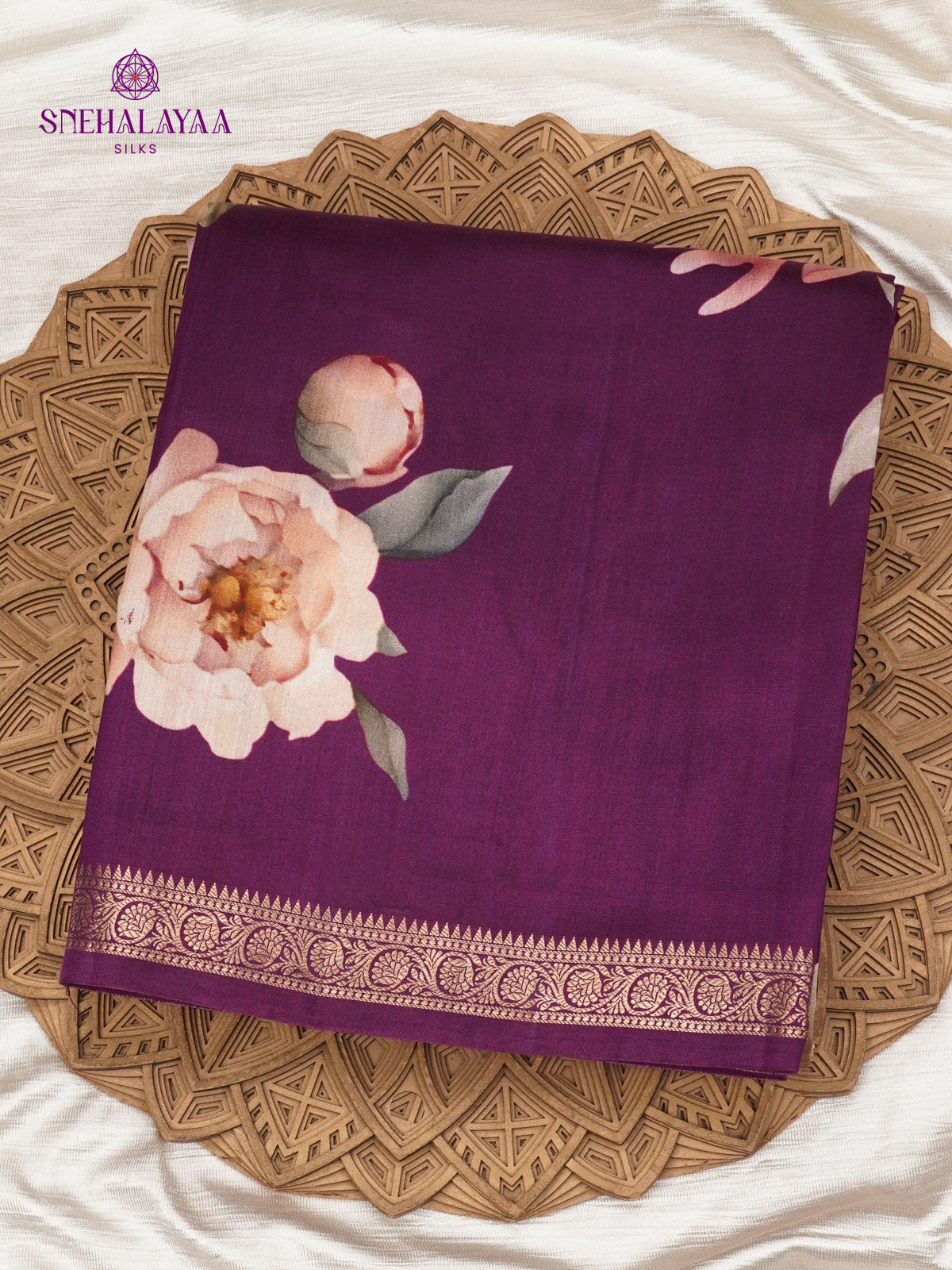 Purple Chiniya Silk Saree